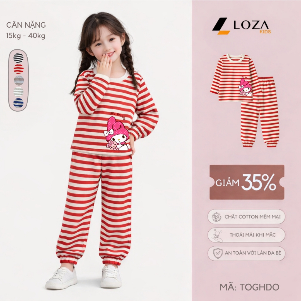 Bộ Thu - Đông kẻ bé gái hình Melody - Loza Kids TK571-572_thumbnail_3