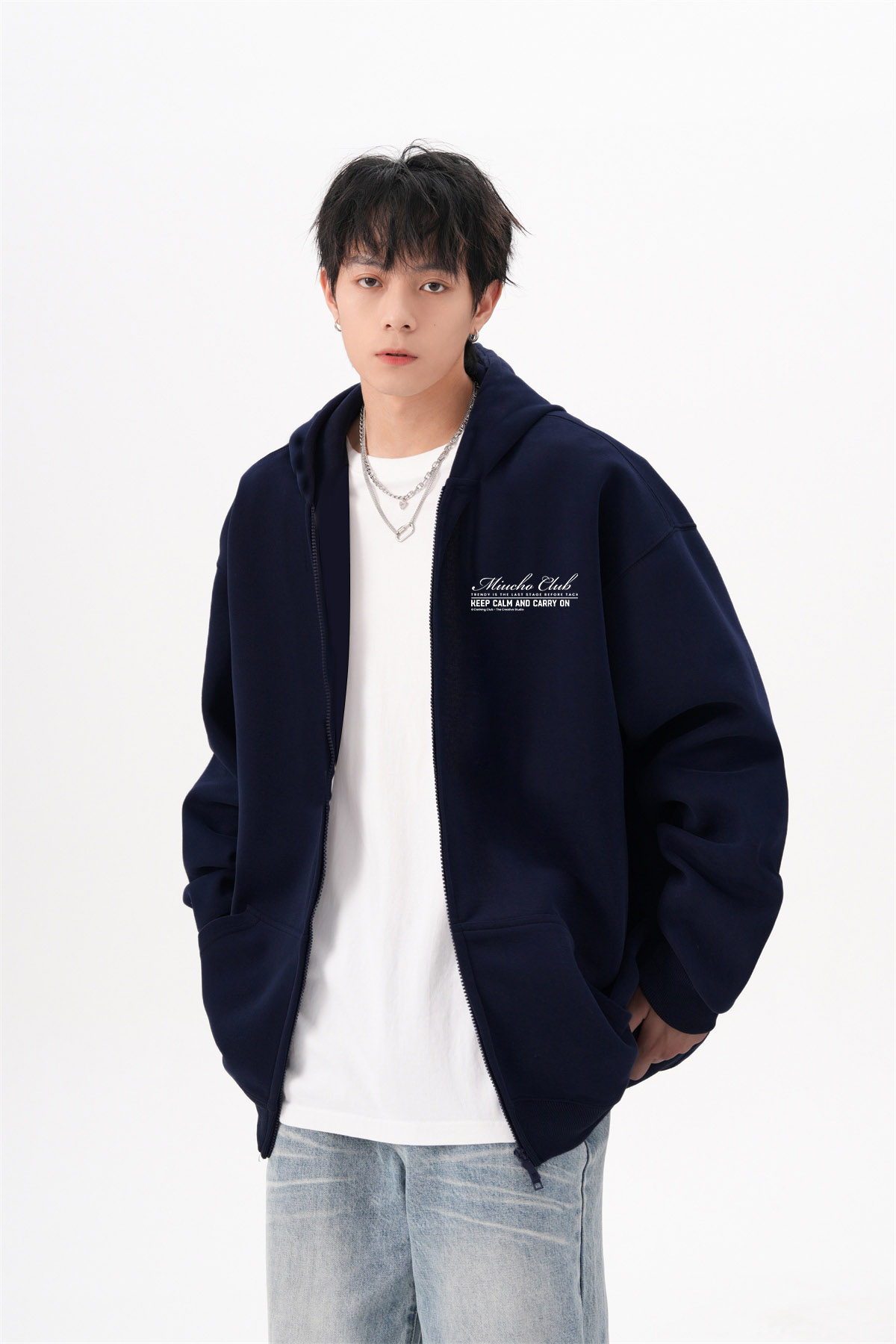 Áo hoodie zip nam local brand form rộng HZD1585 Miucho Club vải nỉ chân cua dày dặn mũ rộng in basic_thumbnail_2