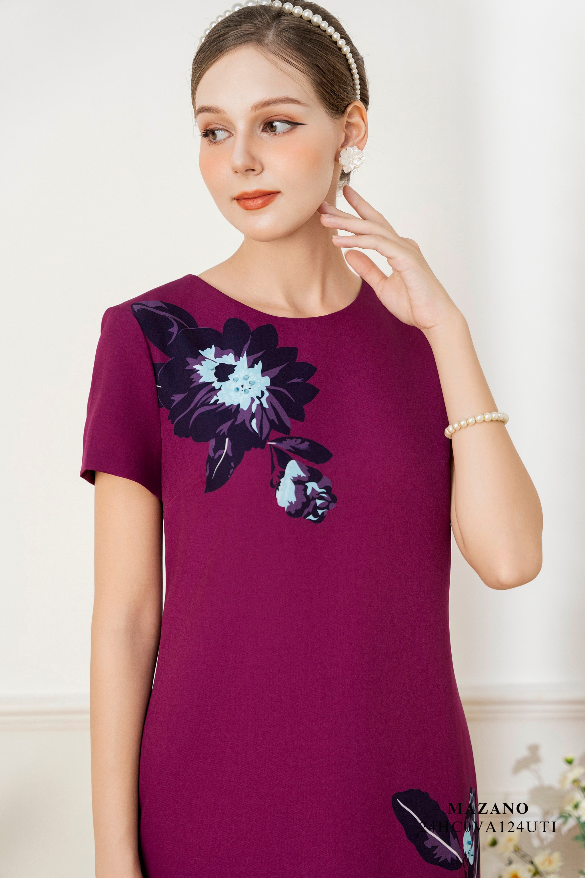 Đầm in họa tiết bố cục