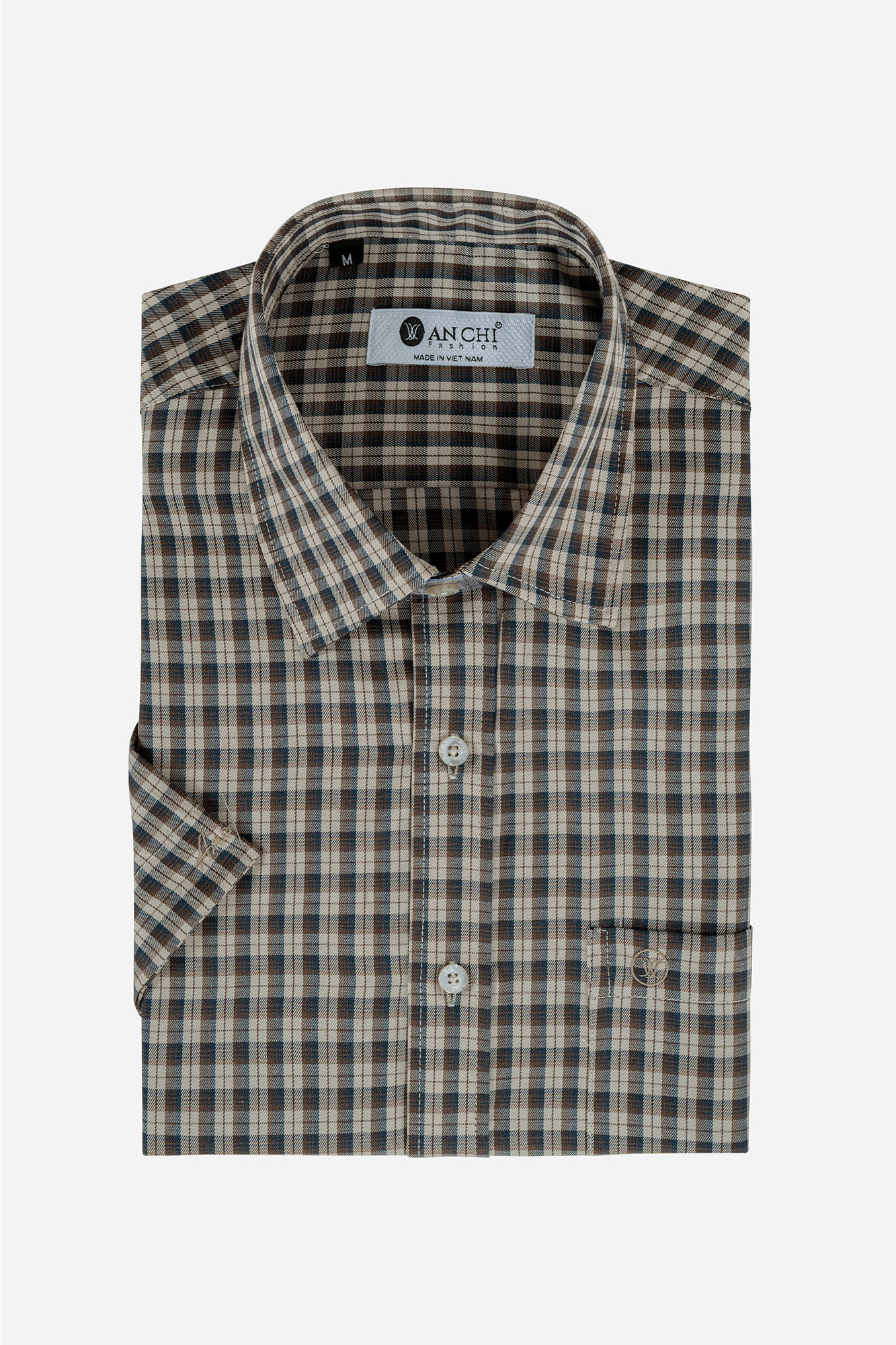 Sơ Mi Caro Cộc Tay Nam Trung Niên ANCHI Chất Liệu Sợi Tre Cao Cấp D26