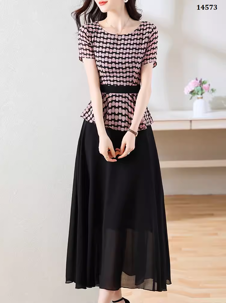 14573-Đầm voan giả kiểu peplum in  hoa sao màu da (voan, lót)_thumbnail_4