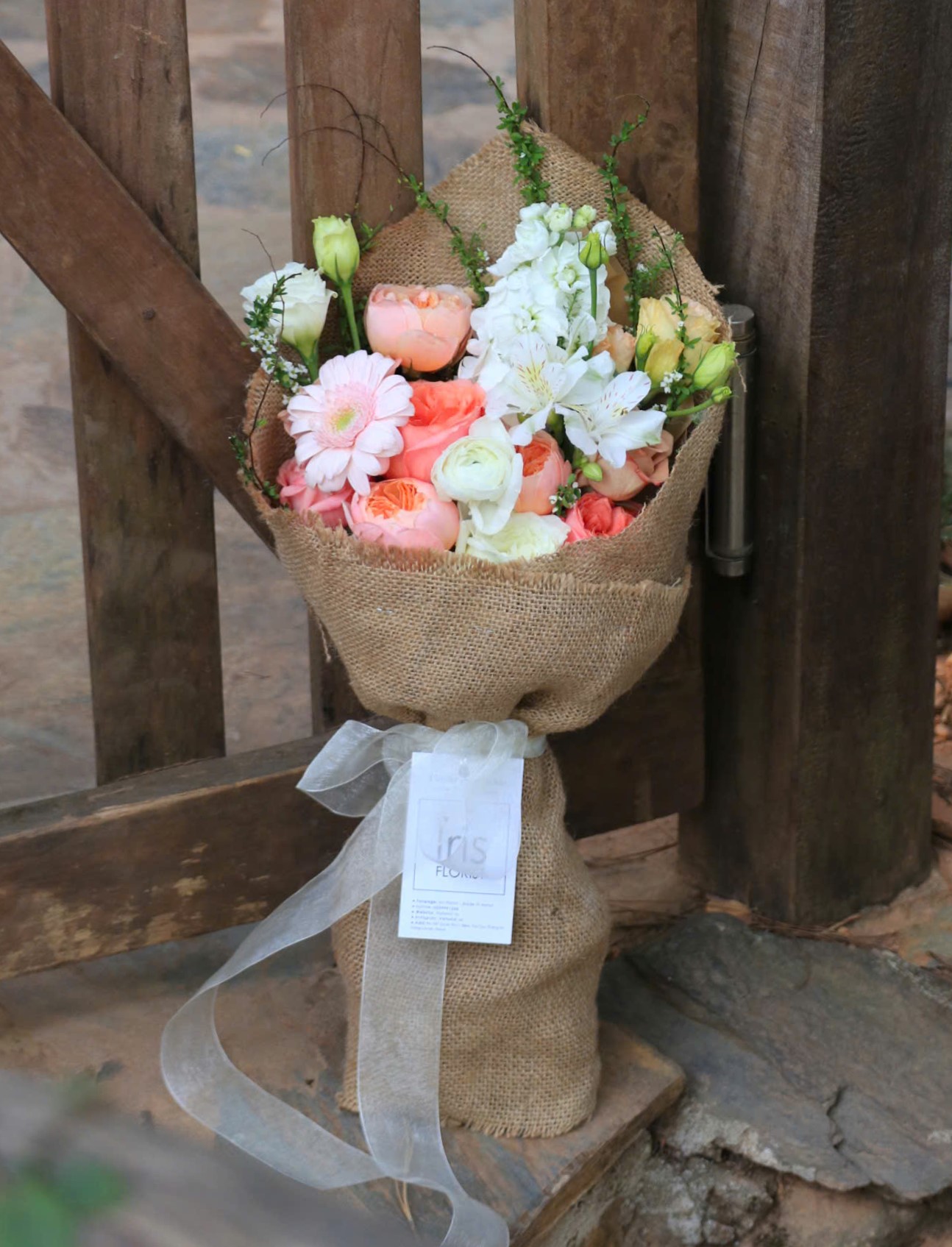 Bó hoa vải bố - Tone Cam hồng - Size S_thumbnail_2