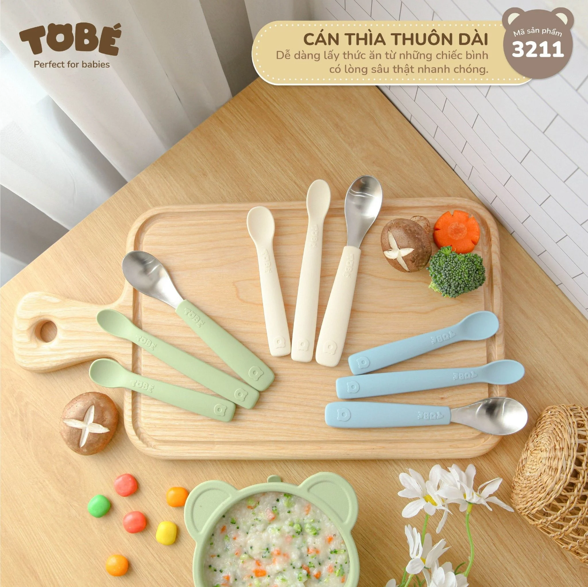 Bộ 3 thìa dĩa ăn dặm Eco Silicon (Pink, Milk White)_thumbnail_6