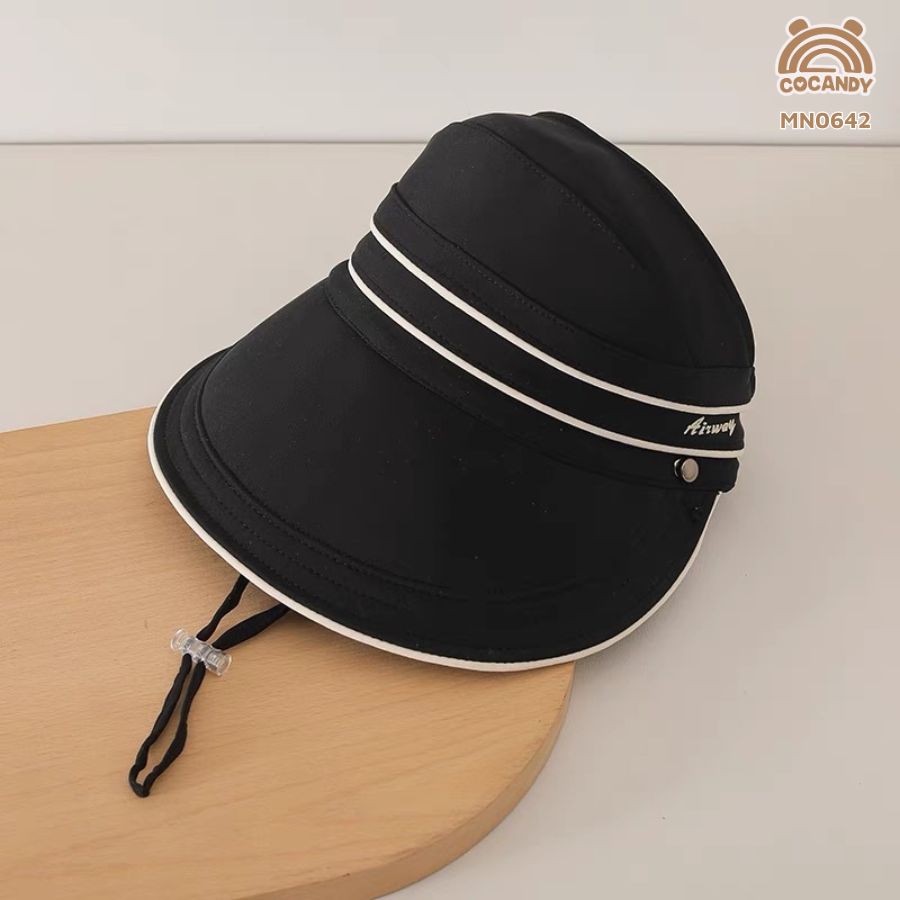 Mũ rộng vành chống nắng vải ĐEN phối TRẮNG_thumbnail_0