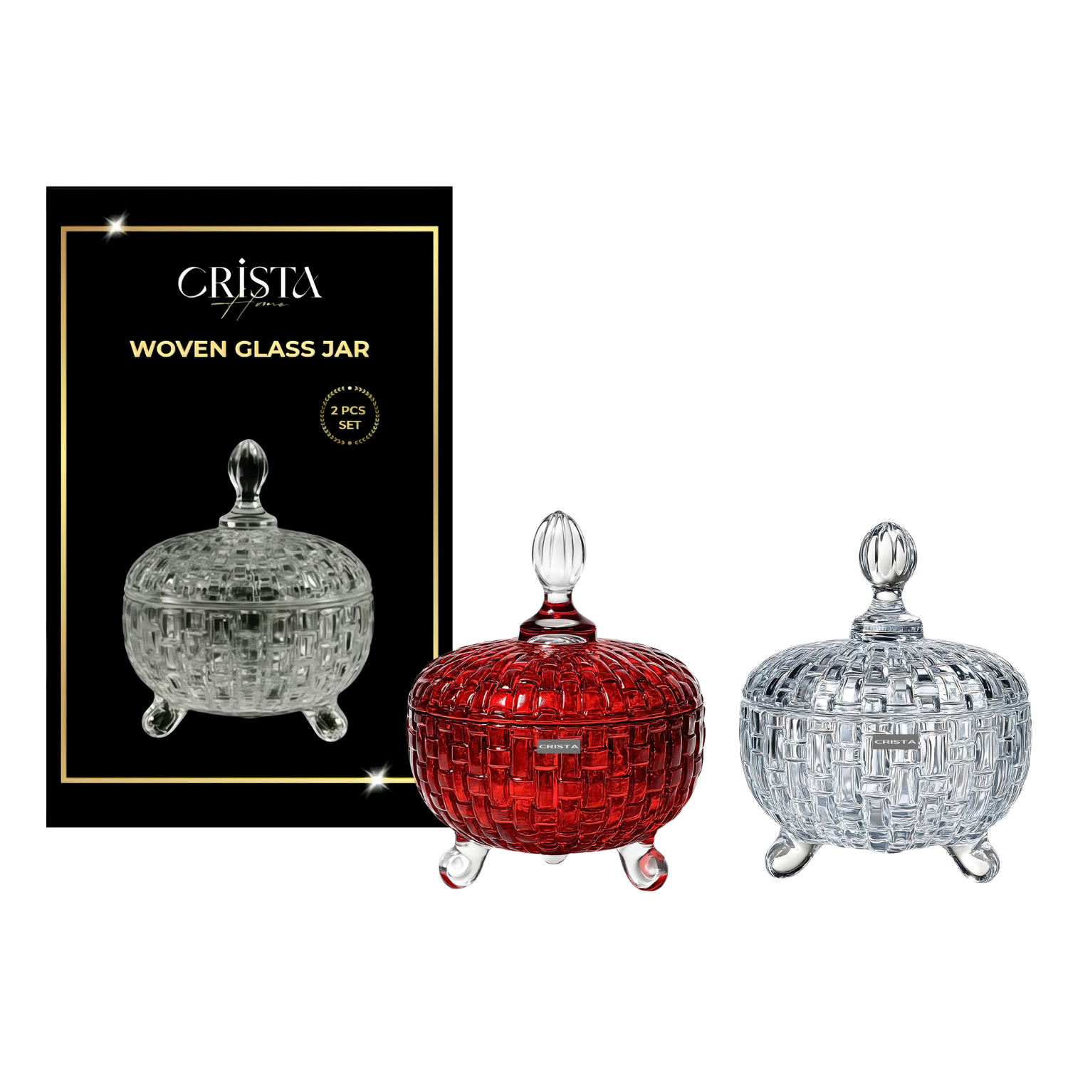 Bộ 2 hũ mứt 3 chân CRISTA HOME vân caro Size 18cm_thumbnail_13