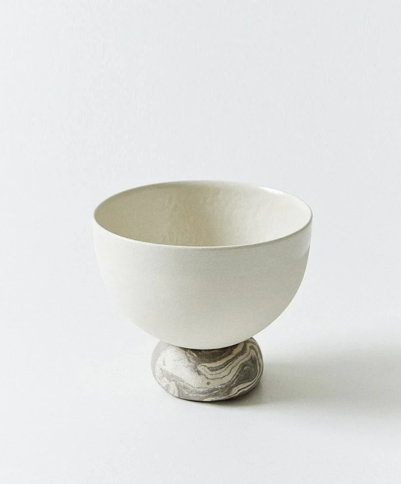 Large Marble Base Bowl With Lid