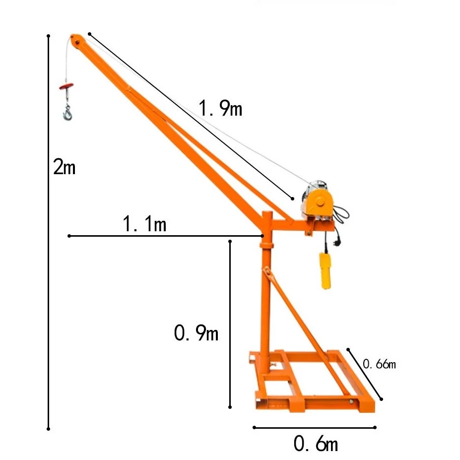 Khung cẩu xoay 360 độ, Tải trọng 500kg, 1 Tấn gắn các loại máy tời xây dựng (chưa kèm tời)_thumbnail_13