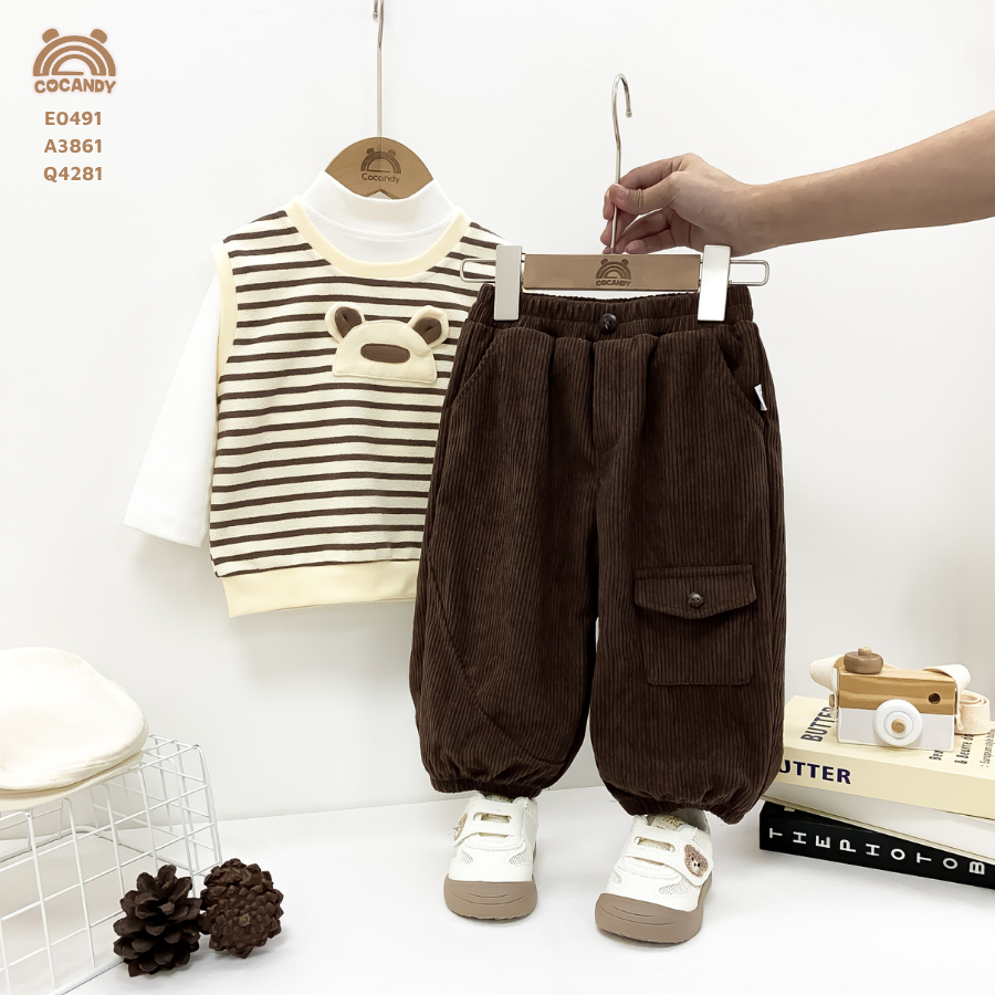 Quần dài NHUNG NÂU túi ốp bo gấu_thumbnail_4