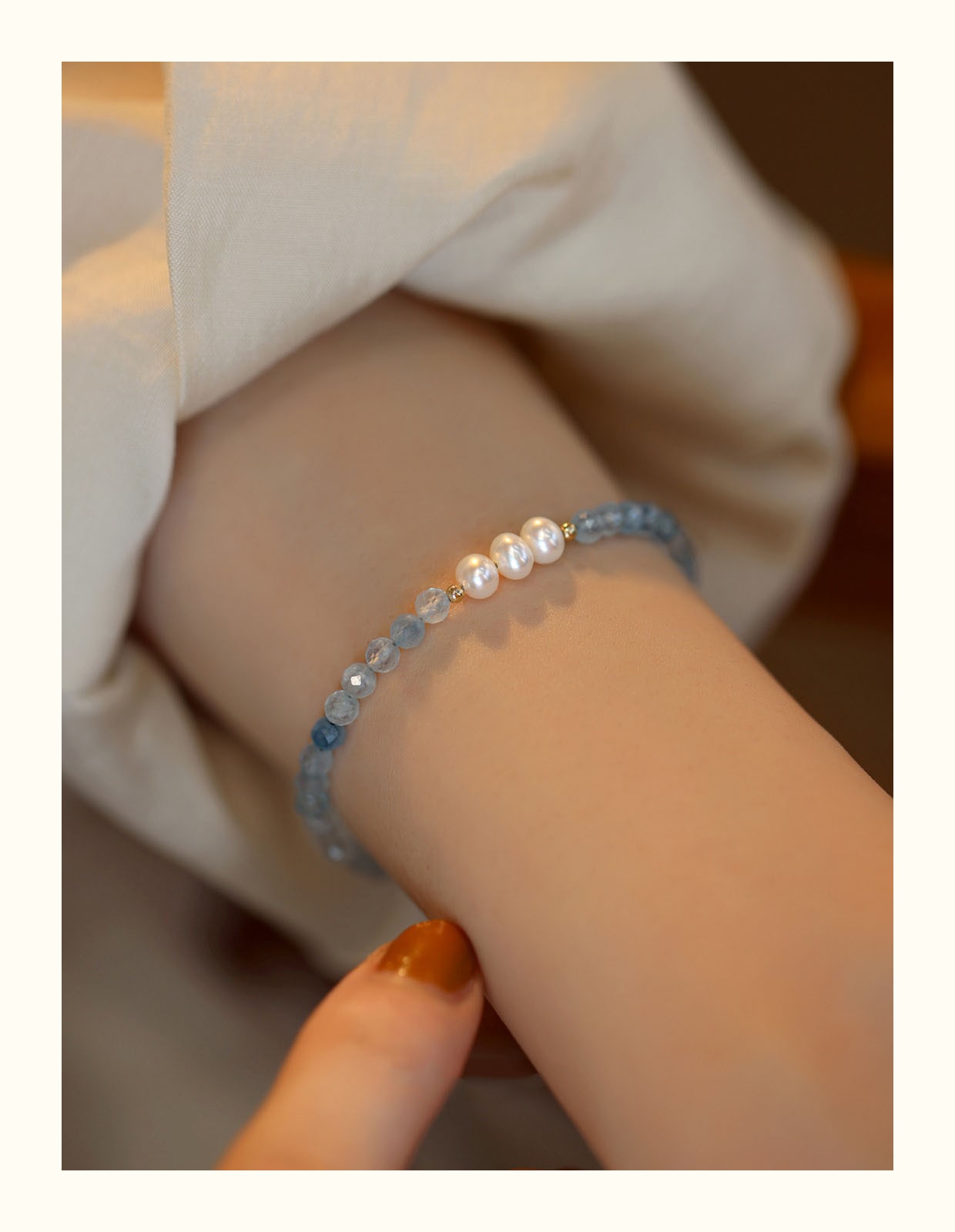 Vòng Tay Đá Aquamarine Dạng Facet Đa Giác Mix Ngọc Trai Và Bi Bạc S925_thumbnail_5