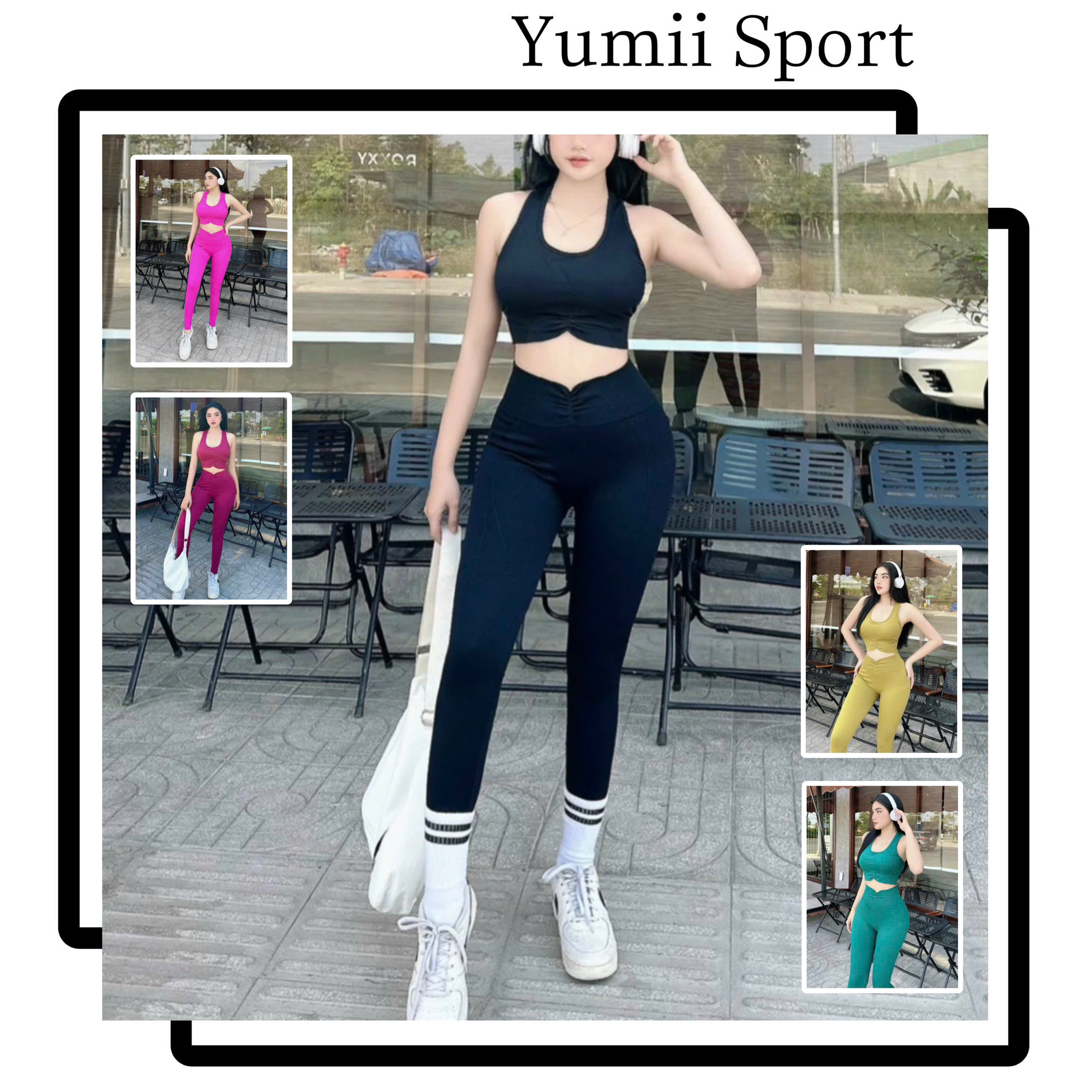 Set Quần Áo Thể Thao Dài Dáng Ba Lỗ Phối Nhún Eo_thumbnail_2