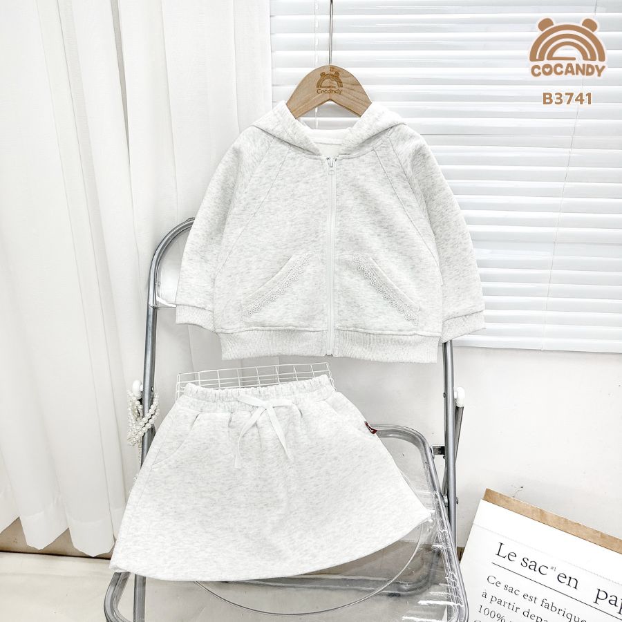 Bộ áo váy XÁM SÁNG túi viền ren tai gấu_thumbnail_1