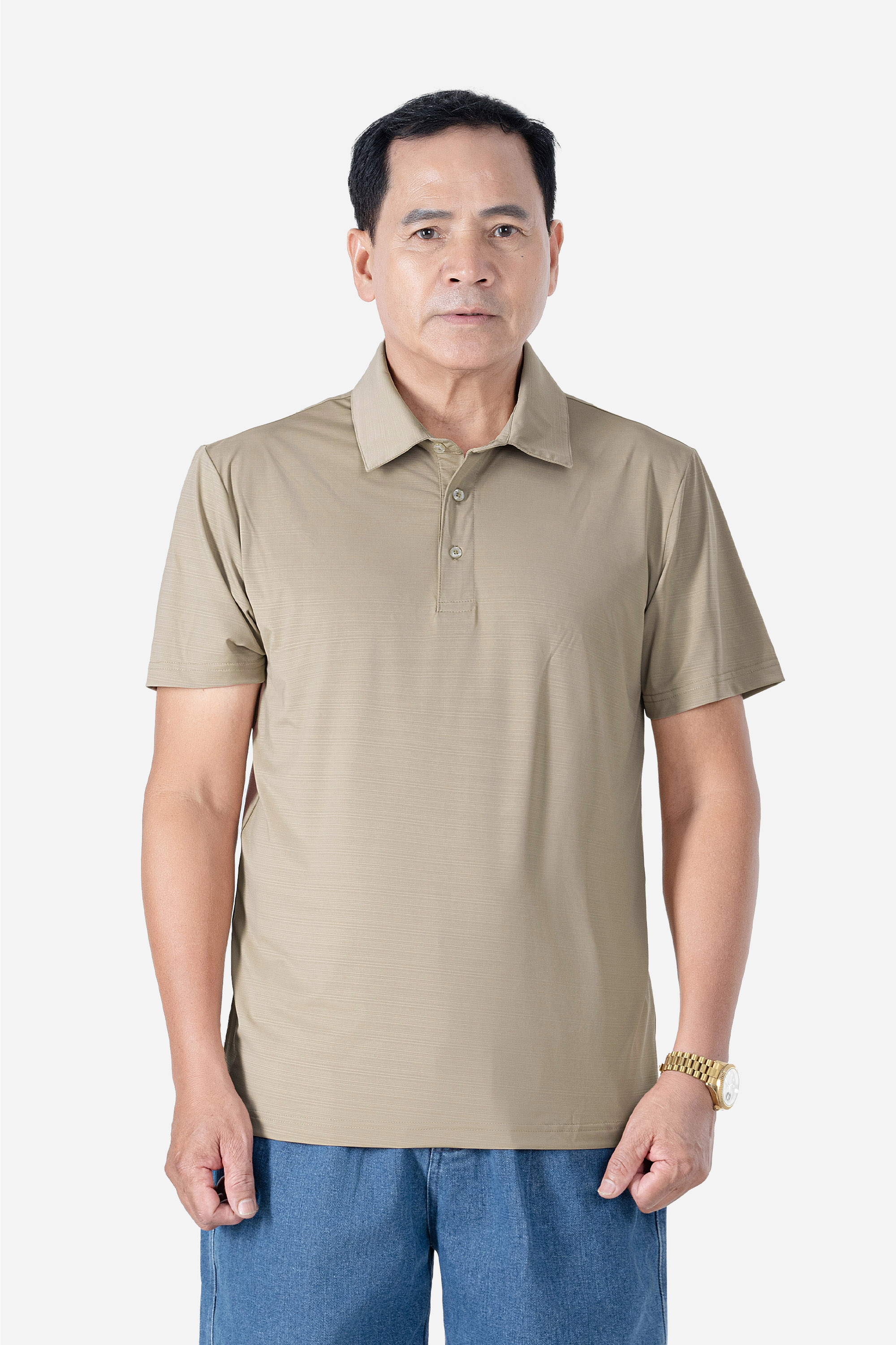 Áo Polo Melange Thể Thao Nam Trung Niên ANCHI Chất Liệu Cotton Phom Suông Vạt Ngang_thumbnail_16