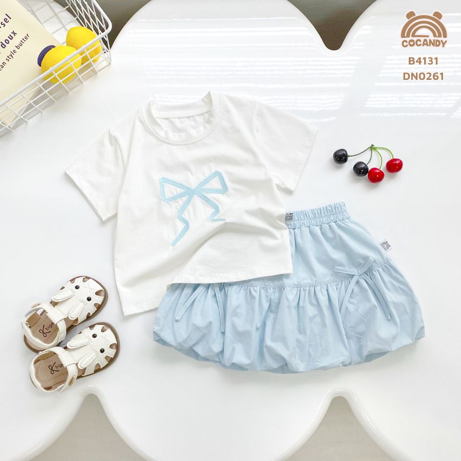 Bộ cộc XANH TRẮNG họa tiết nơ + chân váy bí_thumbnail_1