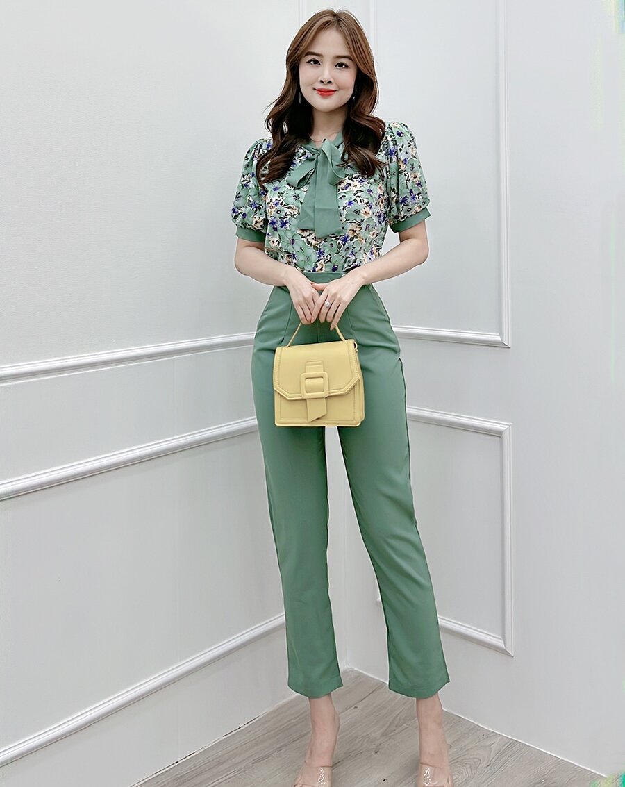 Áo hoa cổ nơ tay bồng_thumbnail_2