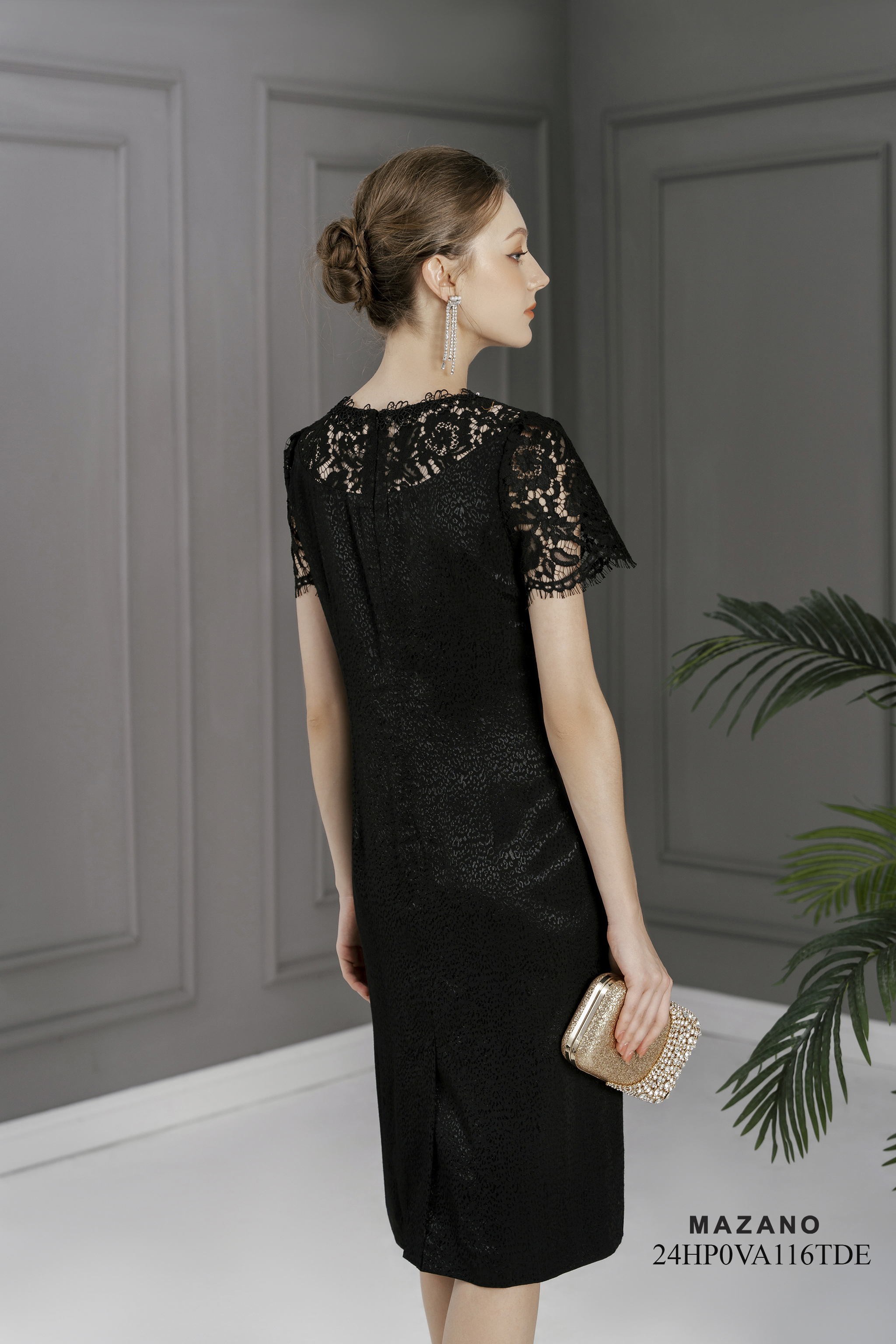 Đầm tiệc phối ren ngực và tay_thumbnail_5