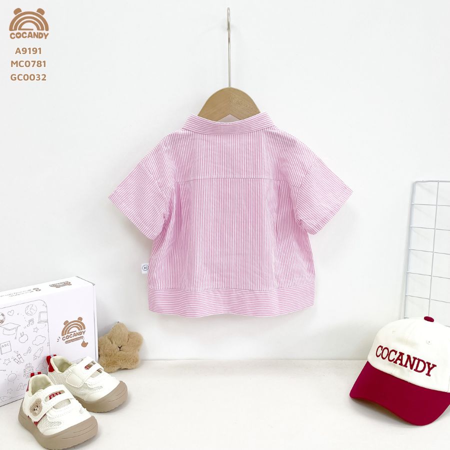 Áo cộc kẻ HỒNG sơ mi giả nẹp gấu áo_thumbnail_2