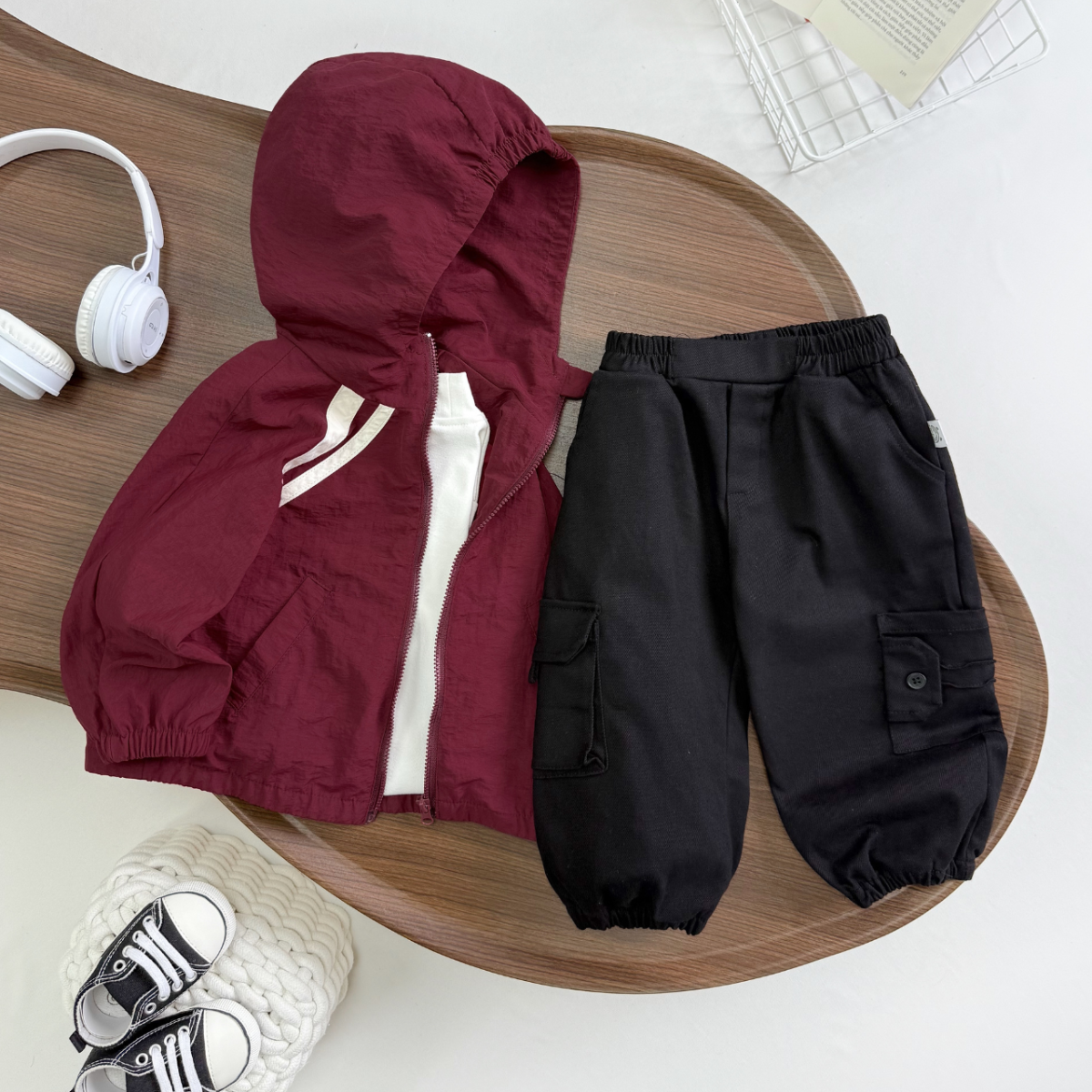 Quần dài kaki ĐEN túi hộp bo gấu