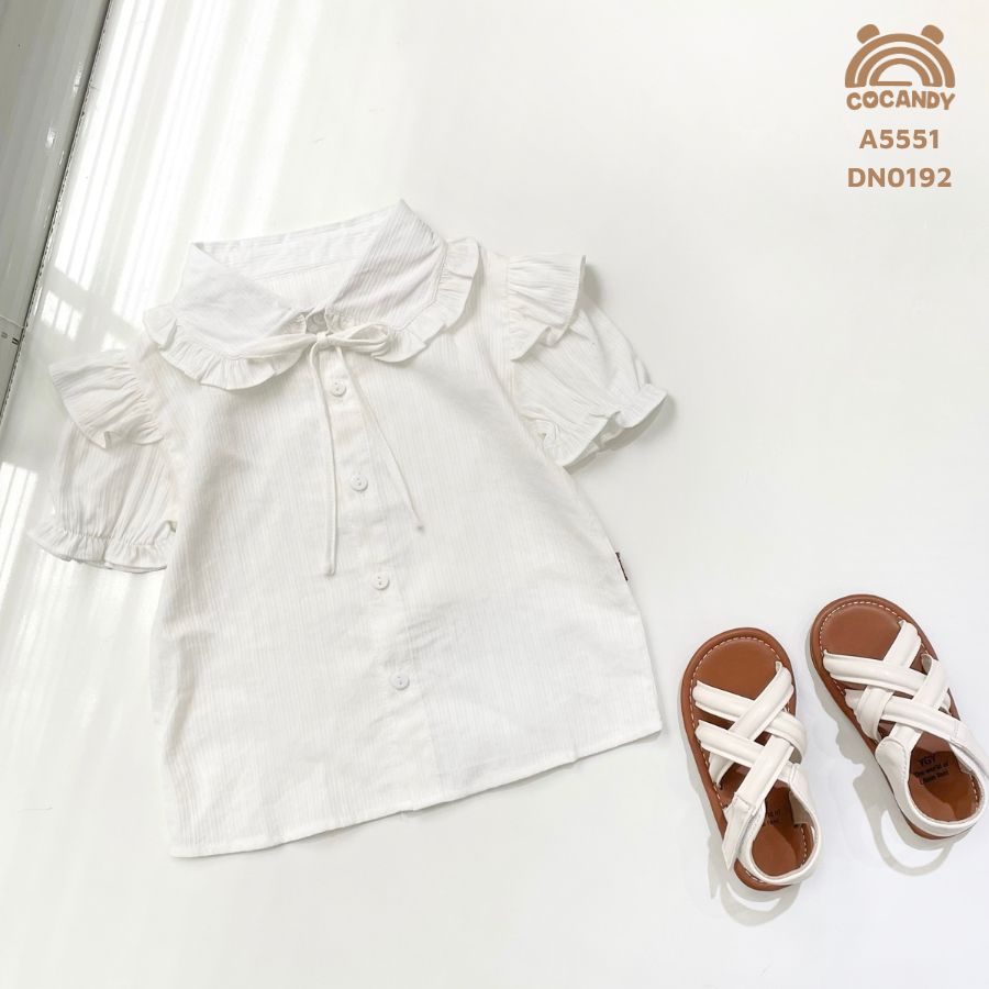 Áo cộc sơ mi TRẮNG sơ mi phối bèo_thumbnail_3