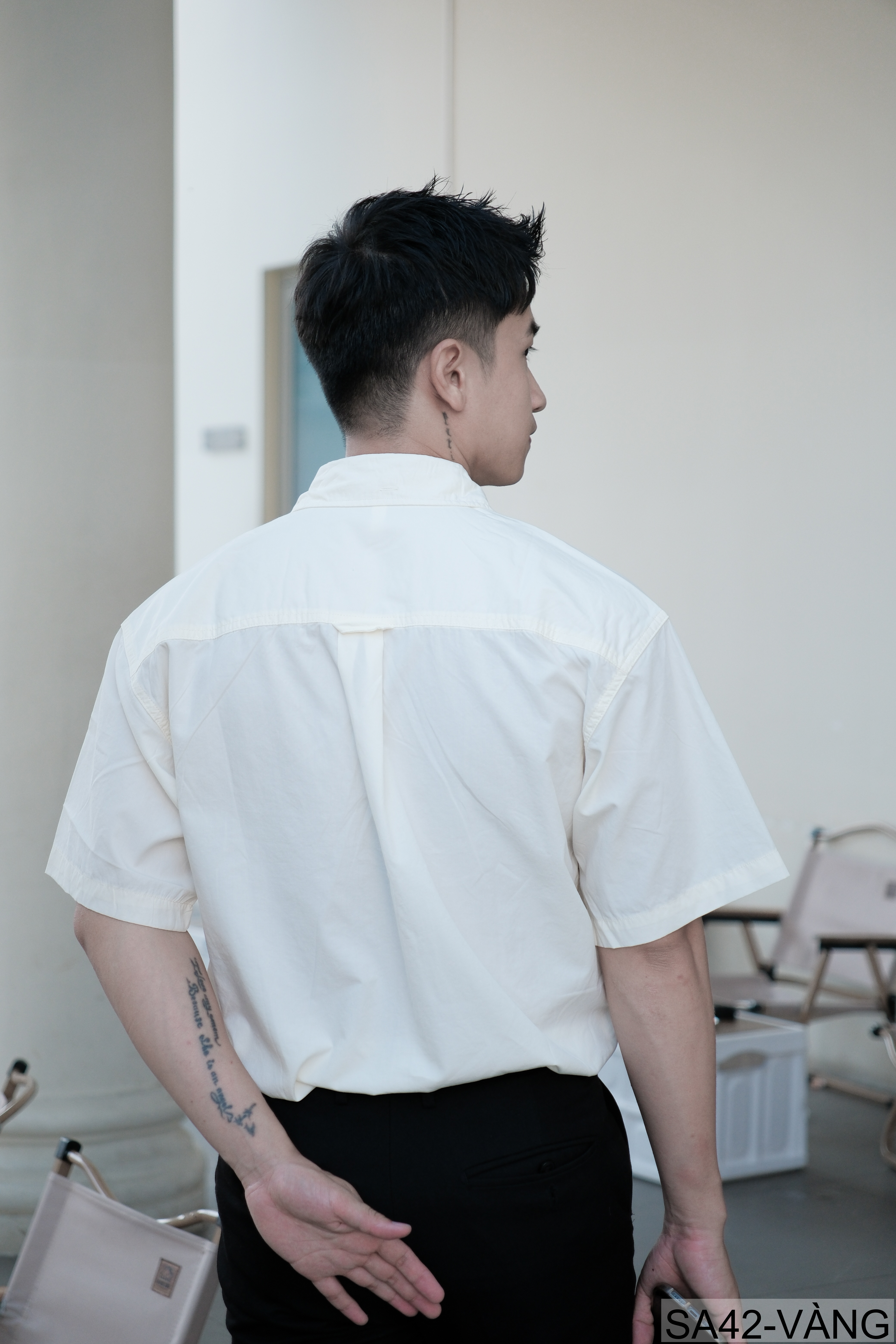 SA42 - Áo sơ mi nam ngắn tay phong cách Nhật, thêu hình hươu cao cổ, chất cotton thoáng mát_thumbnail_4