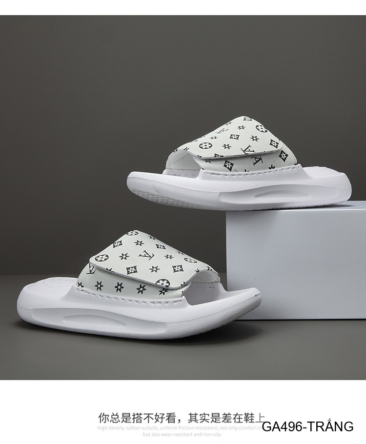 GA496 - Dép xỏ ngón nam thời trang đế dày họa tiết logo, màu trắng đen_thumbnail_5