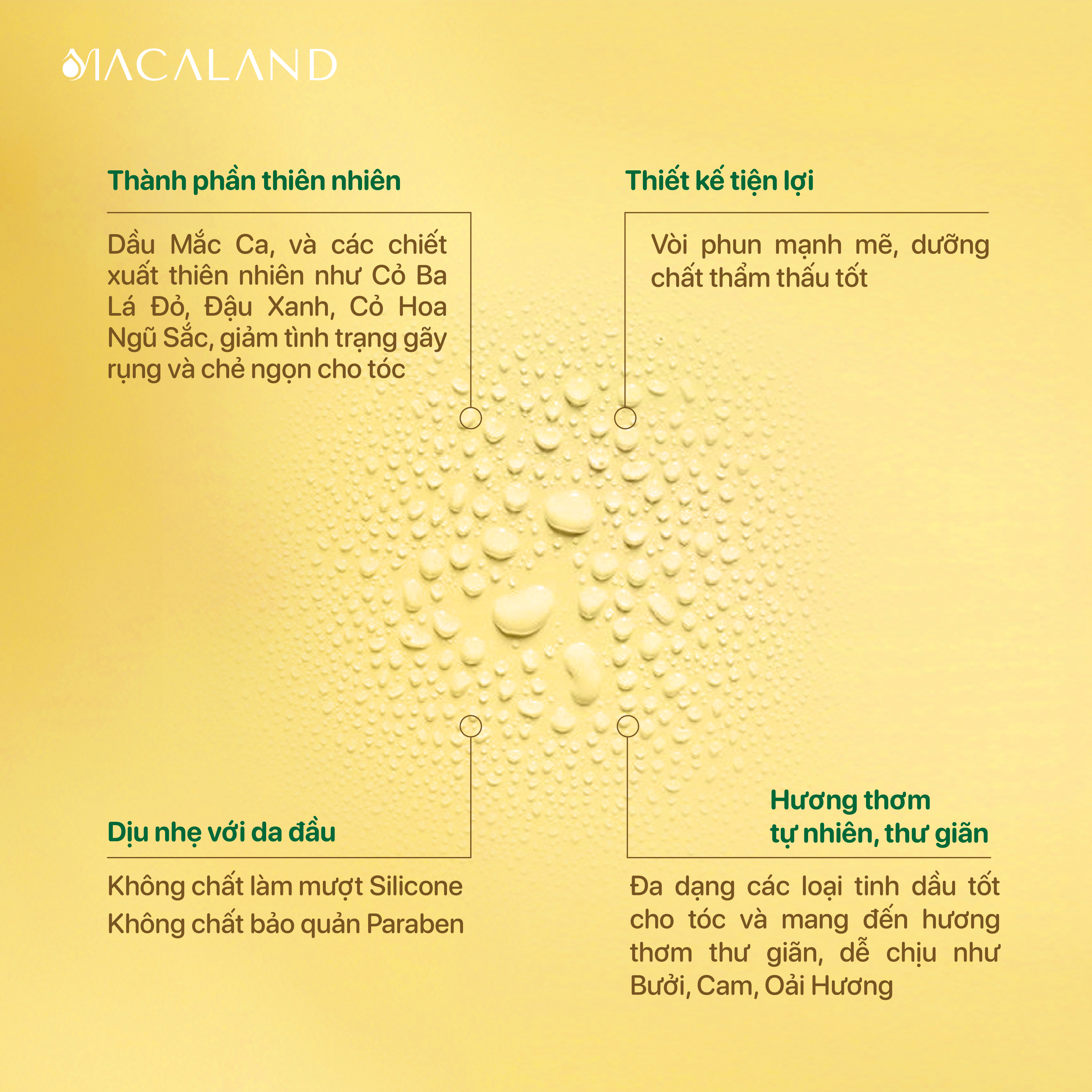 Xịt dưỡng tóc dầu Mắc Ca – tinh dầu Bưởi Macaland 100ml phục hồi hư tổn, hỗ trợ mọc tóc nhanh và chắc khỏe_thumbnail_3