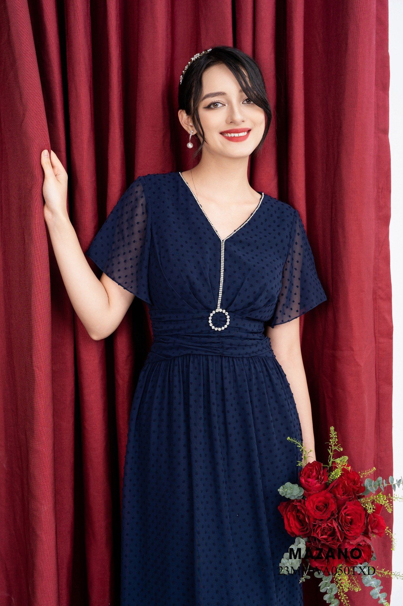 ĐẦM TIỆC VOAN CHẤM BI 3D ĐÍNH ĐÁ_thumbnail_2