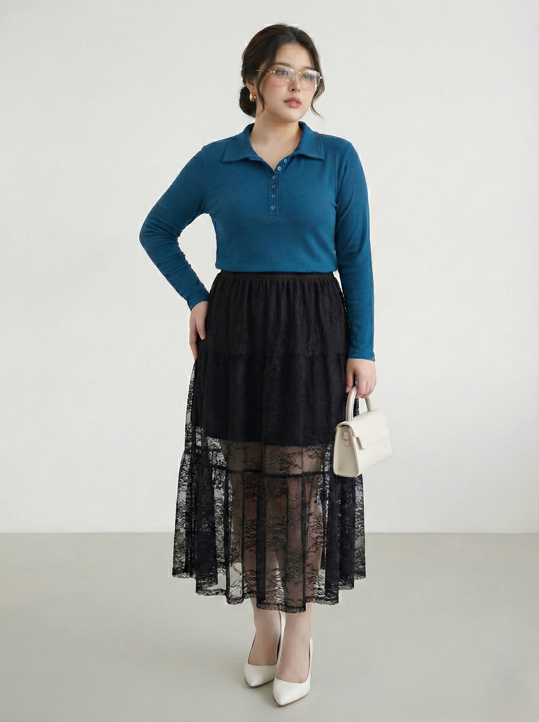 BIGIZE- Áo thun tay dài cổ bẻ T- AT9069