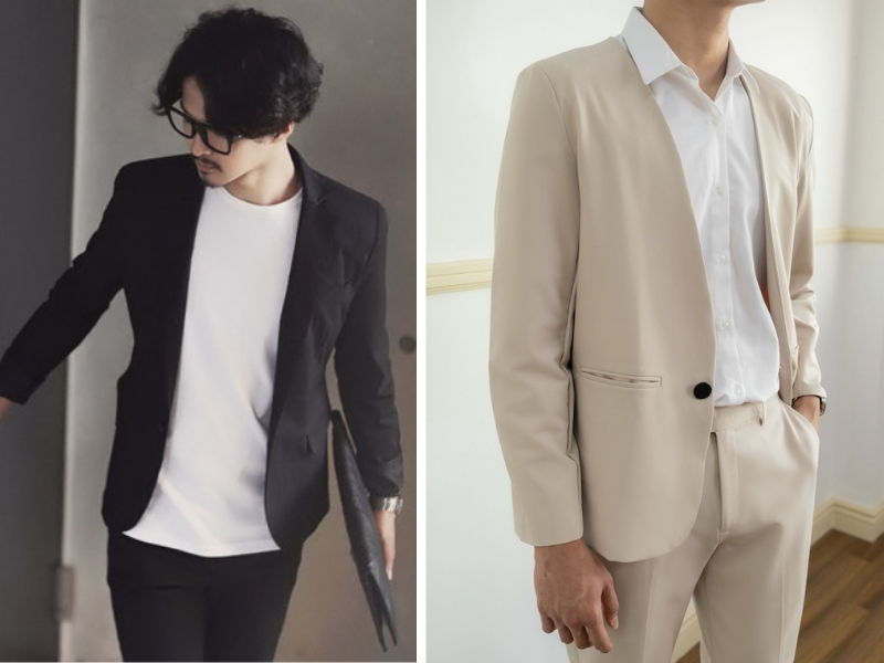 Áo khoác nam không cổ dáng blazer