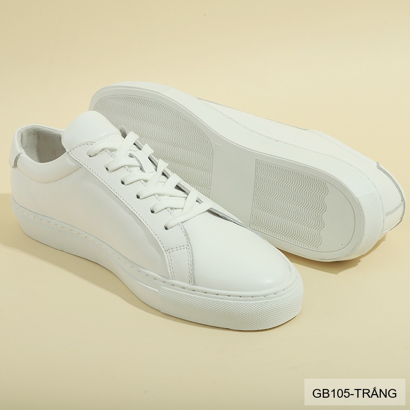 GB105 - Giày Sneaker Nam Da Bò Thiết Kế Đơn Giản, Đế Cao Su Bền, Màu Trắng Đen_thumbnail_2