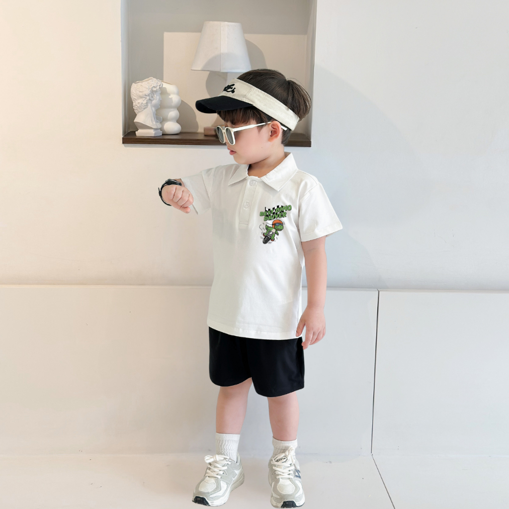 Áo polo bé trai in hình khủng long nhiều màu chất cotton 4 chiều  - Áo thun có cổ cho bé Loza Kids PL3236_thumbnail_4