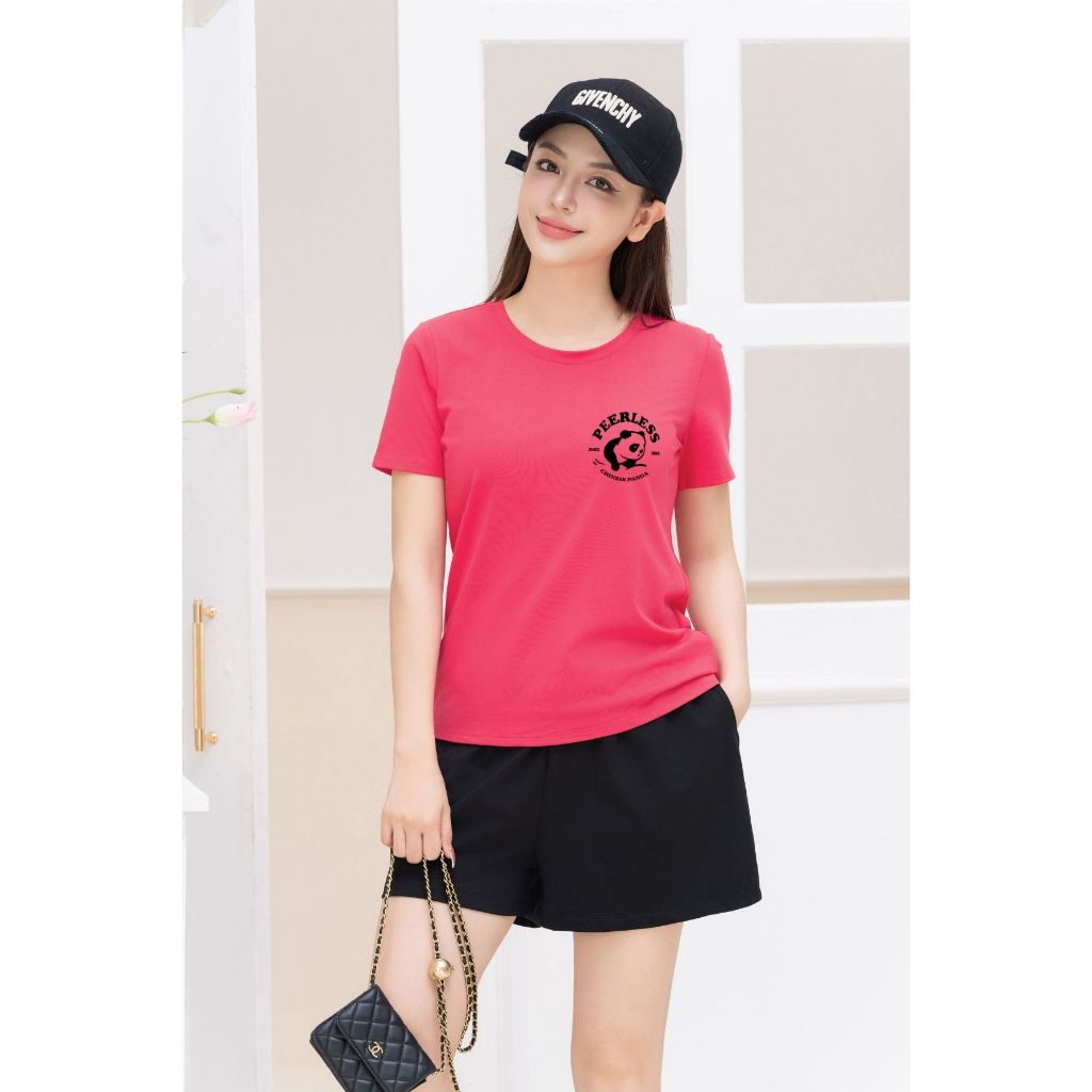 Bộ quần áo nữ dáng vừa in chữ PEERLESS - Set bộ nữ mặc nhà/ đi chơi  (áo thun form vừa + quần đùi) - LOZA VP40_thumbnail_1