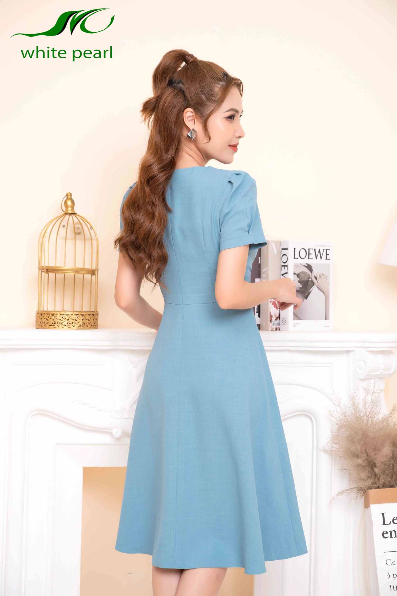 Váy ký giả vạt tròn cao cấp thời trang công sở White Pearl_thumbnail_5
