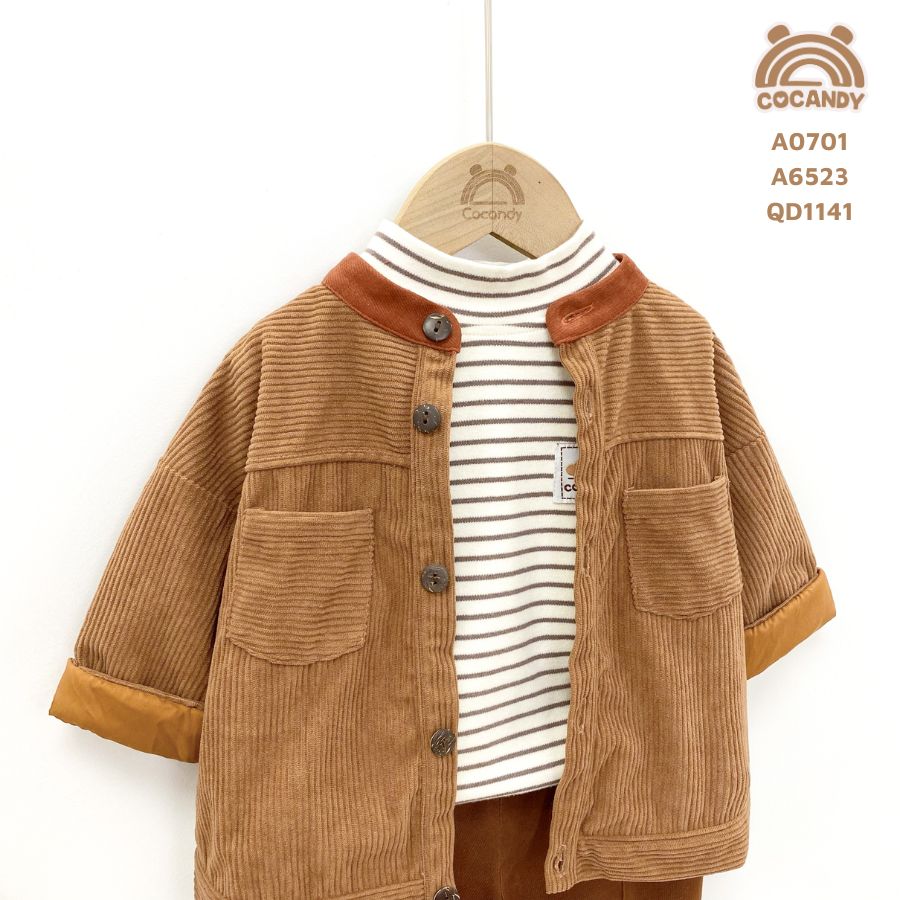 Áo khoác NÂU cổ ĐỎ GẠCH_thumbnail_3