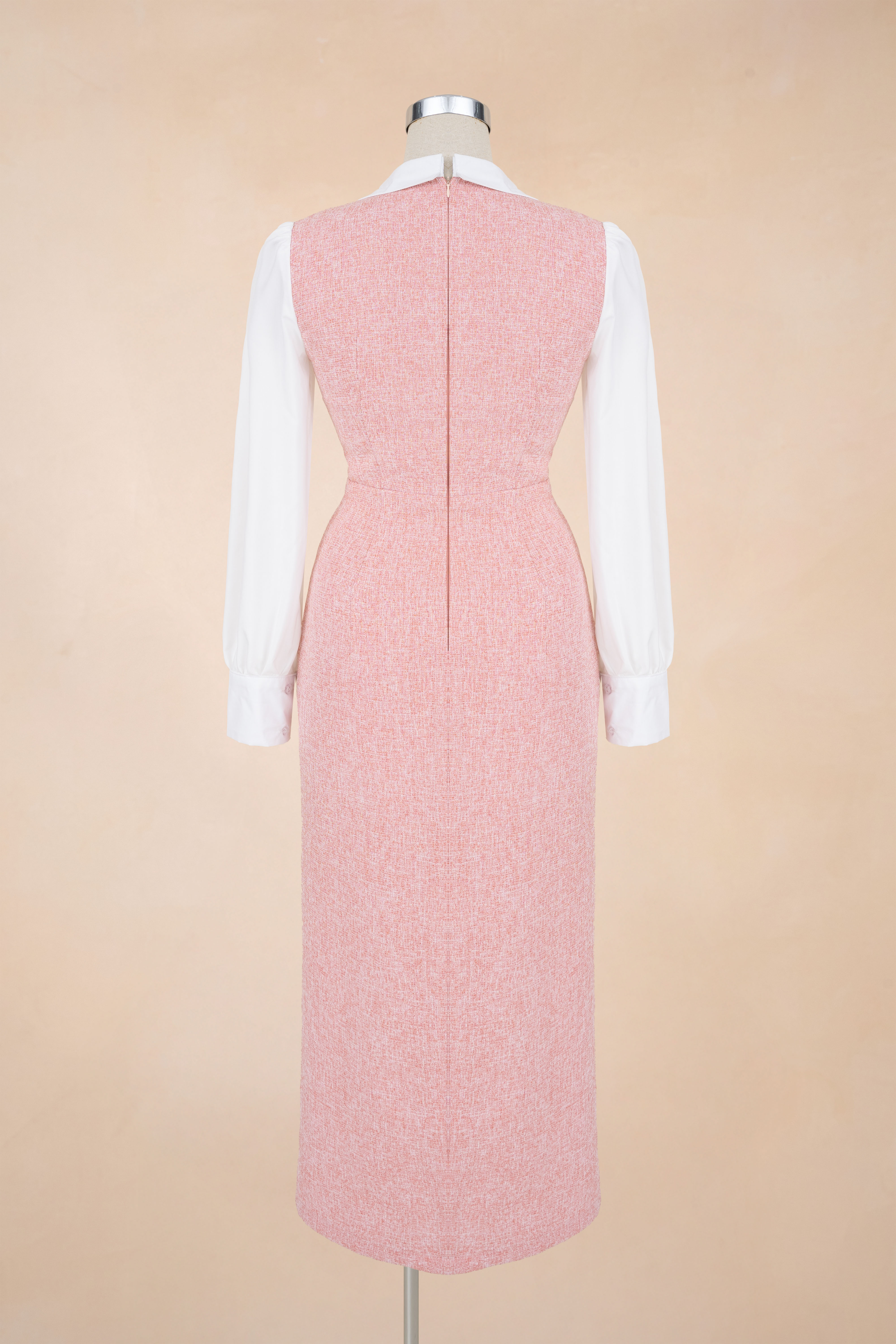 Đầm Dạ Bút Chì Nắp Túi Phối Tơ_thumbnail_2