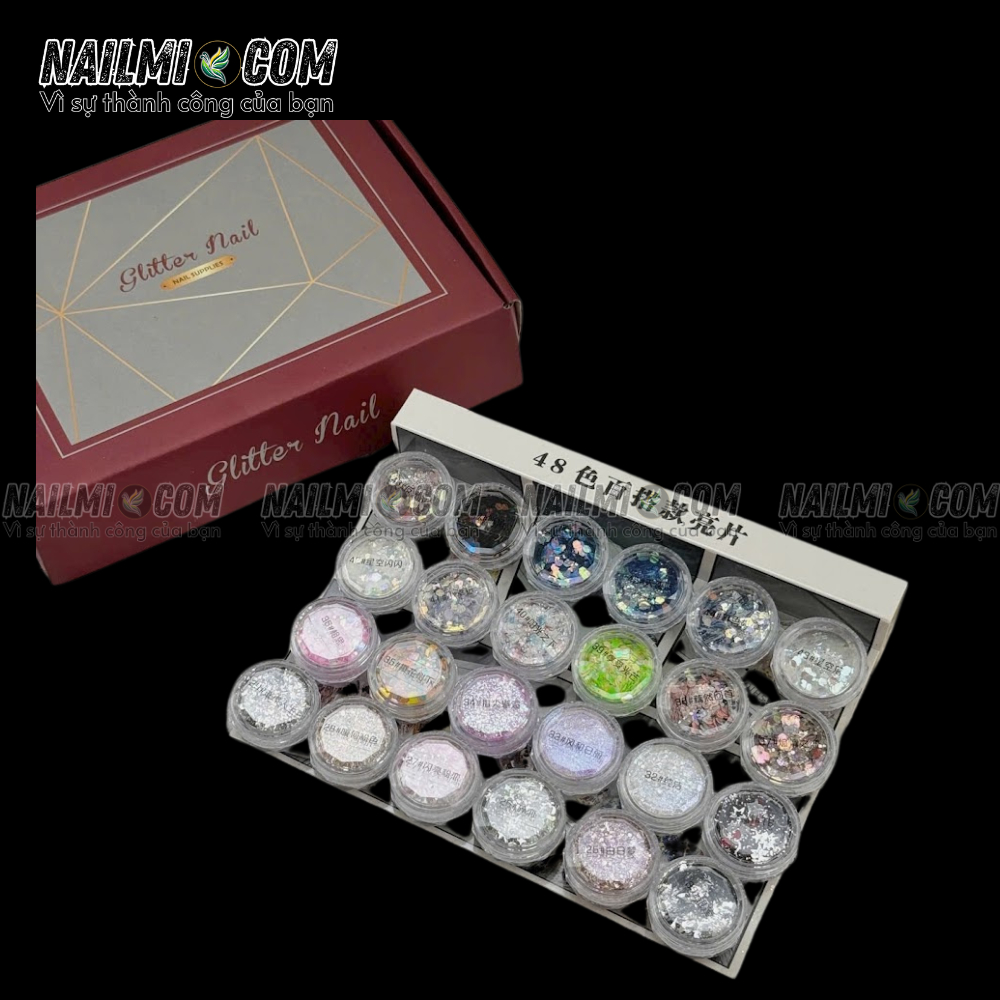 Set Nhũ Khổng Tước Vảy Cá  Cao Cấp 48 Màu Glitter Nail_thumbnail_1