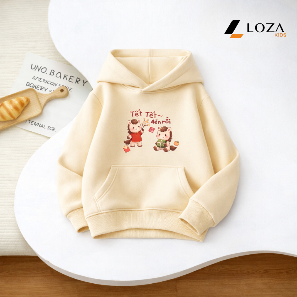 [BST Tết 2026] Áo nỉ hoodie cho bé in chữ 