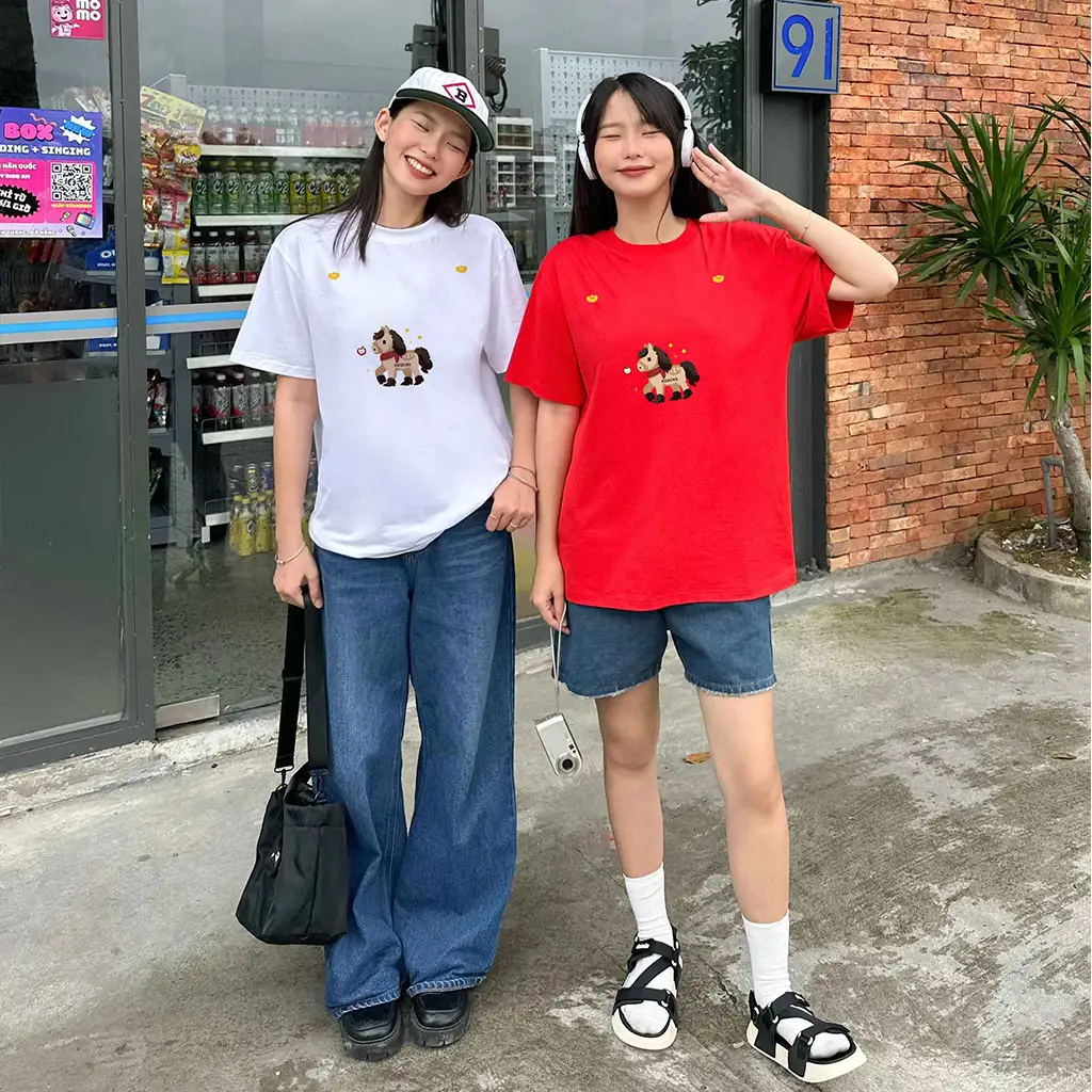 Áo thun Tết Bính Ngọ nam nữ form rộng dễ thương Miucho vải thoáng mát tôn dáng_thumbnail_2