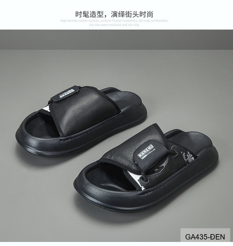 GA435 - Dép nam đế dày thời trang, chất liệu da bò mềm, màu xanh lá và đen_thumbnail_16