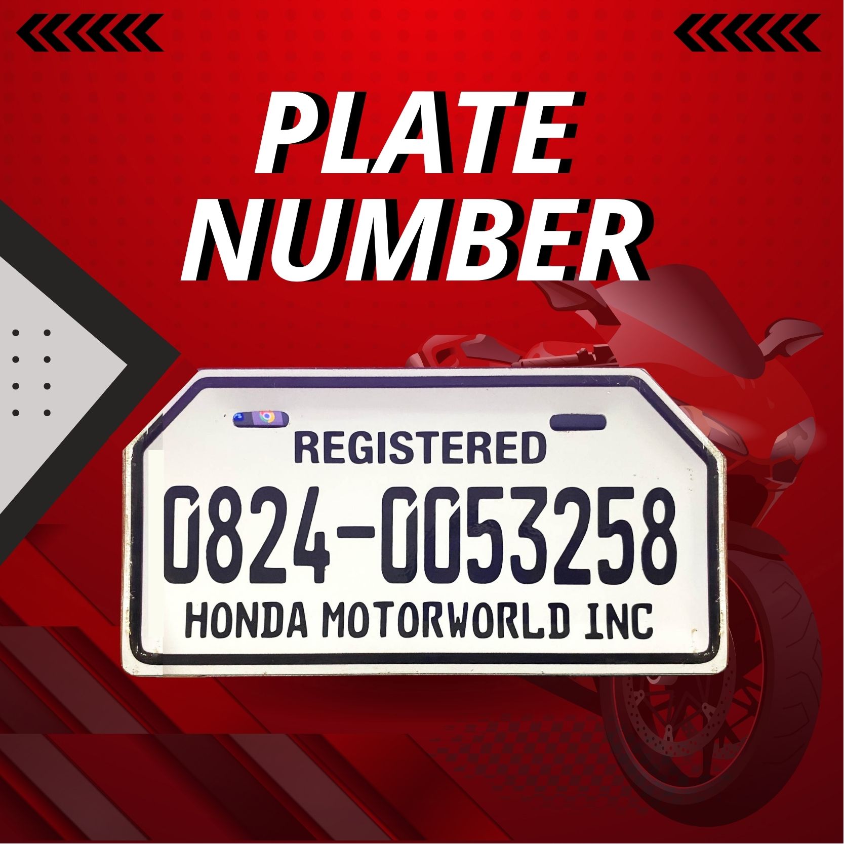 Motorcycle Plate Number