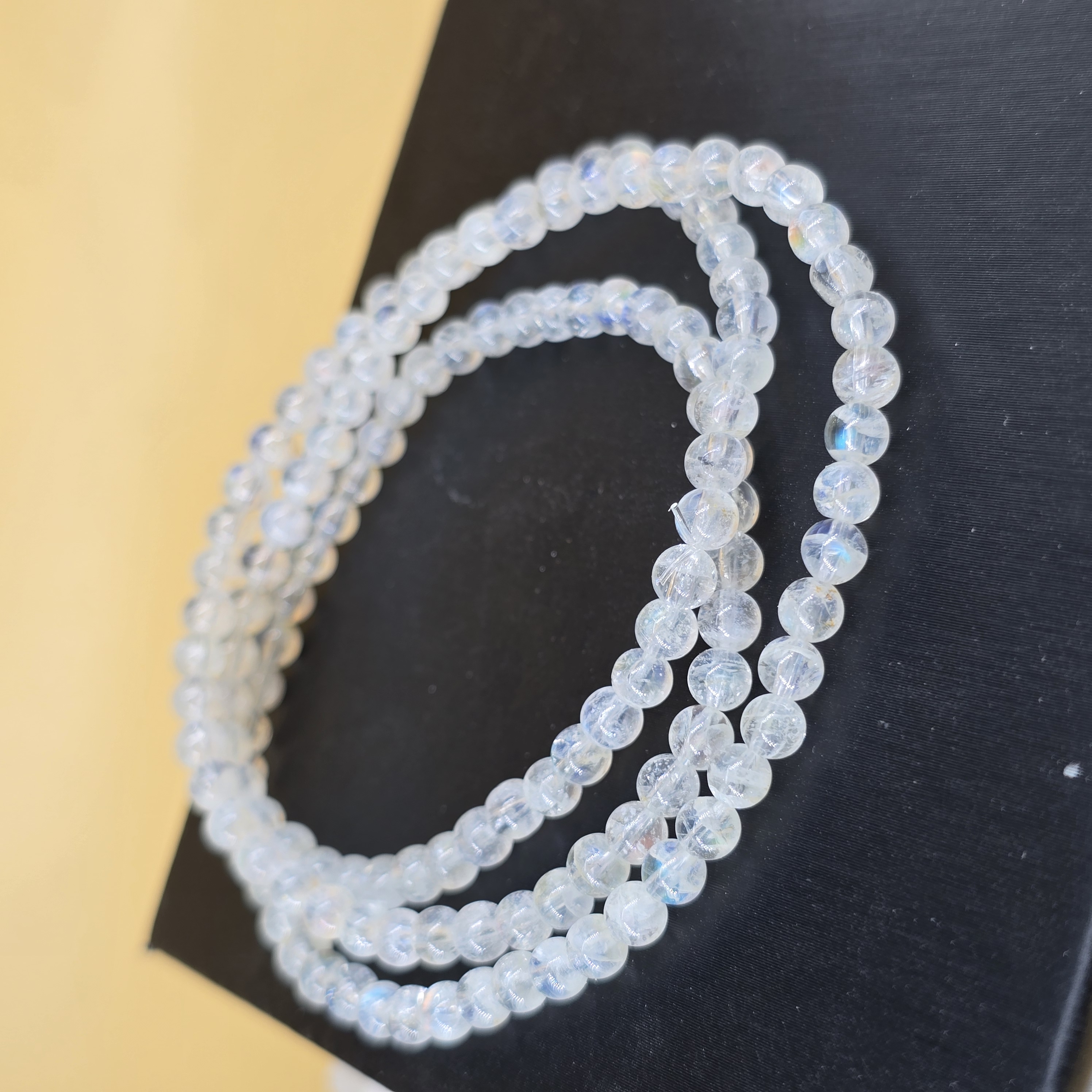 Vòng Chuỗi Quấn 3 Đá Mặt Trăng Rainbow Moonstone Ánh Cầu Vồng / Labradorite Trắng_thumbnail_2