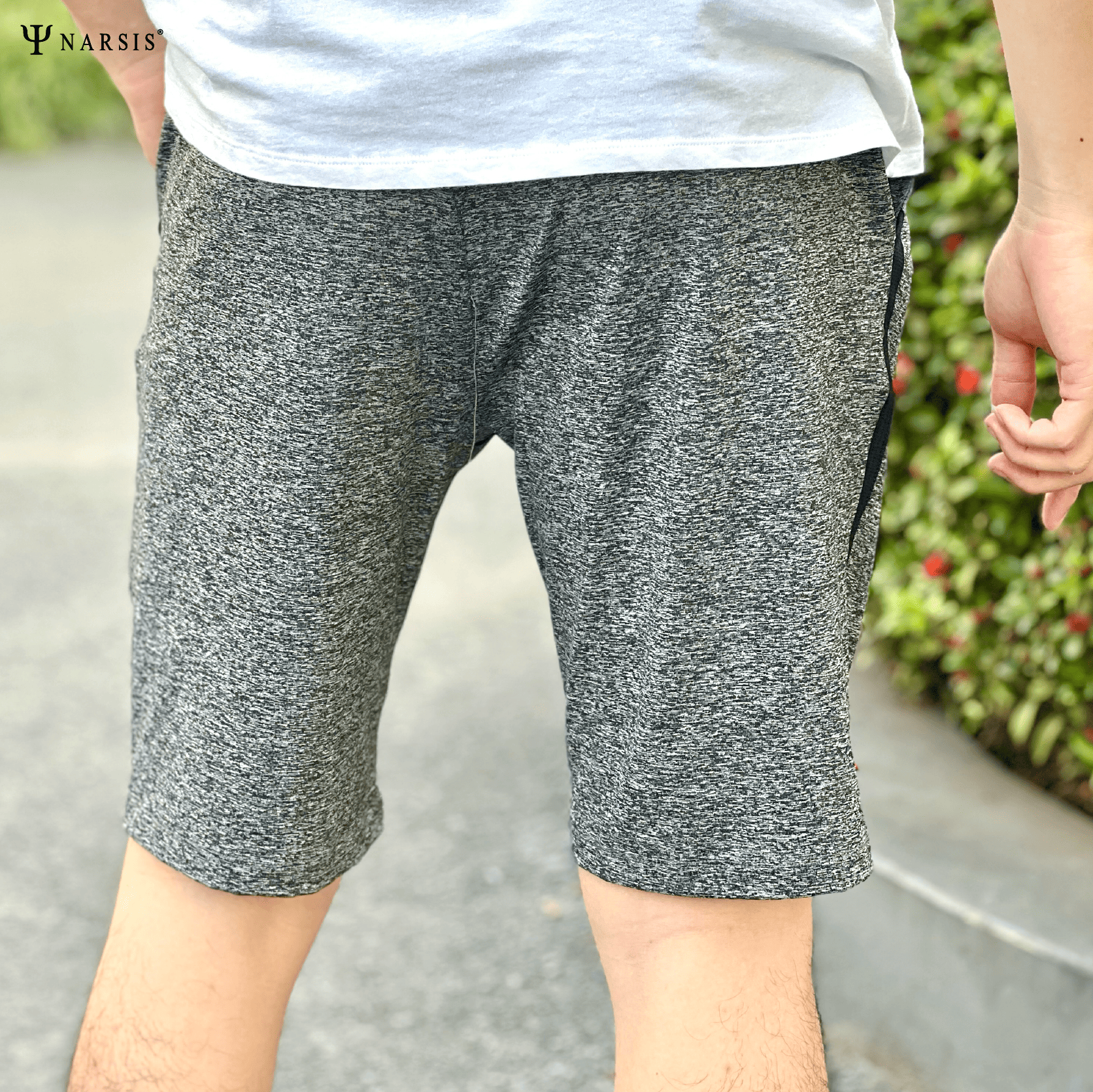 QUẦN ĐÙI NAM GHI XƯỚC NARSIS CHẤT LIỆU COTTON CẠP CHUN CO GIÃN THOẢI MÁI S23015 NARSIS VẢI POLYES..._thumbnail_2