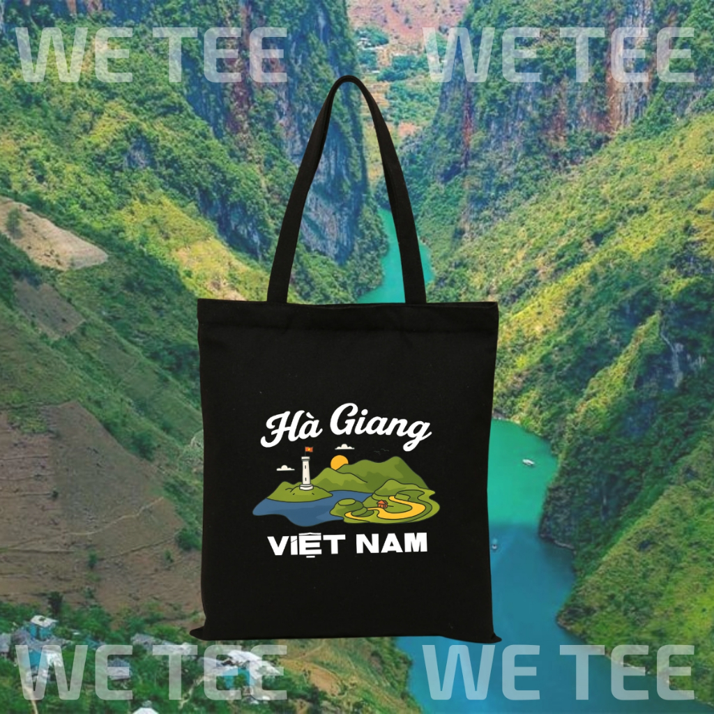 Túi tote vải canvas du lịch Việt Nam có khóa kéo và ngăn phụ, màu đen - We Tee TOTE17_thumbnail_17