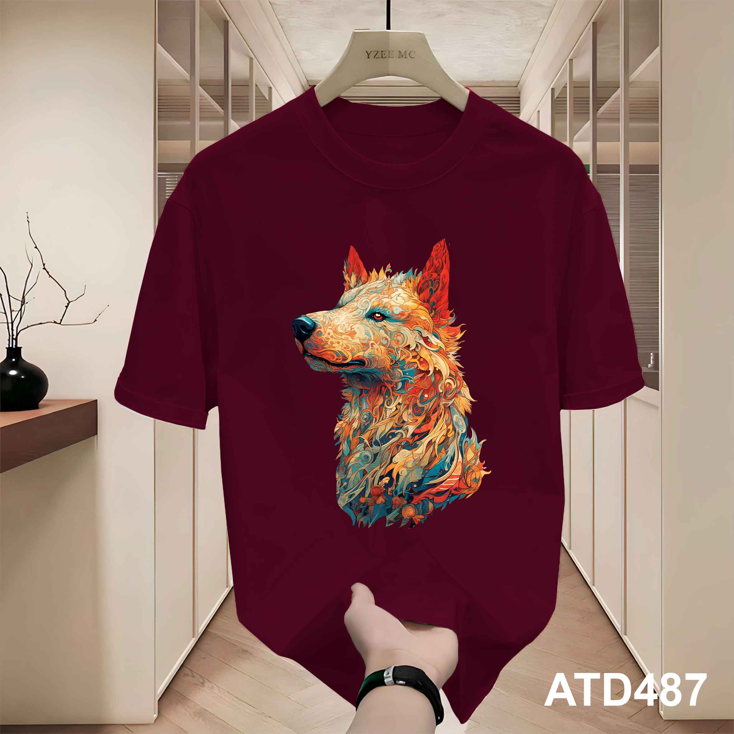 Áo thun nam form rộng 12 con giáp tuổi Tuất ATD487 Miucho Iconic cotton cổ tròn in graphic_thumbnail_2