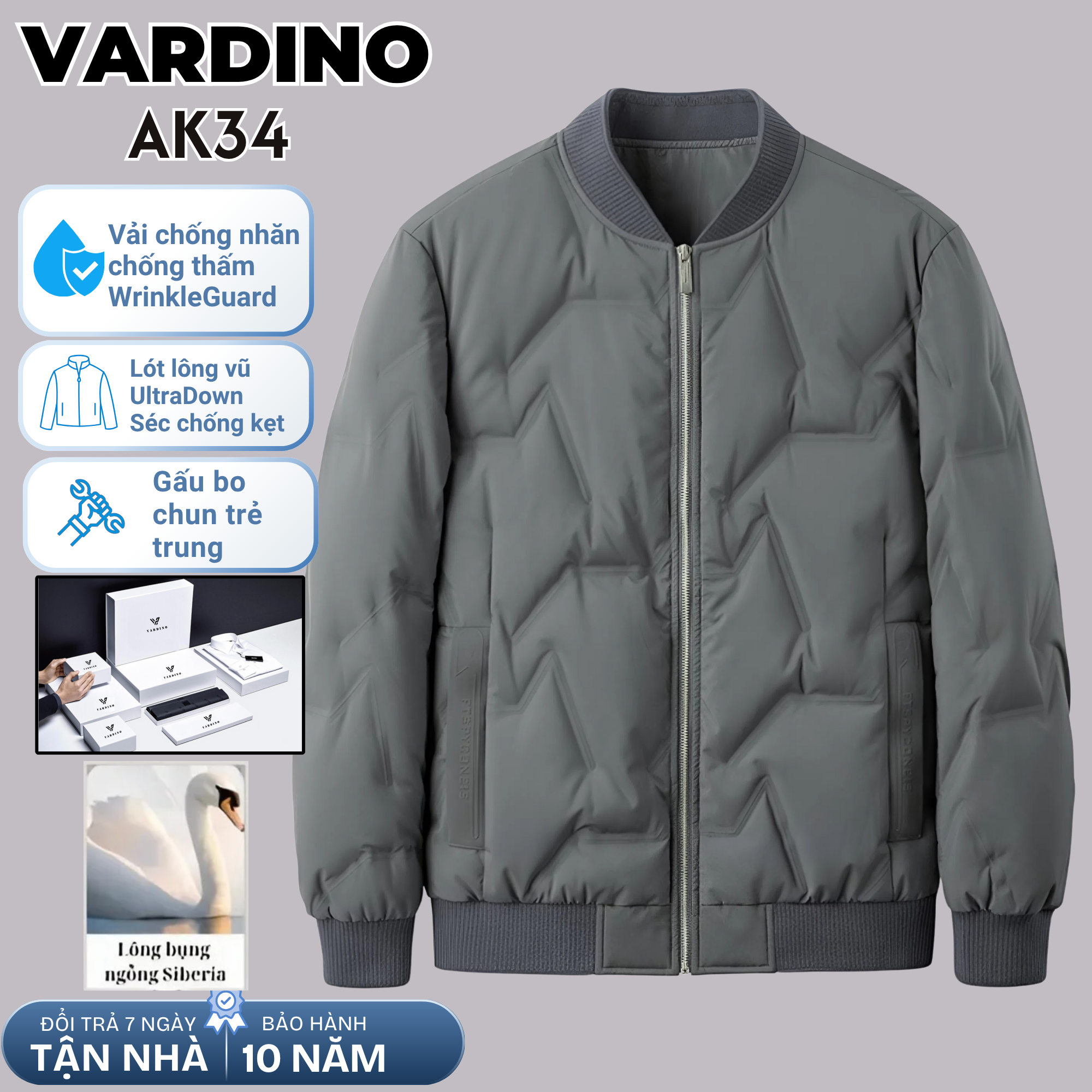 Áo khoác bomber nam công sở Vardino lót lông vũ AK34_thumbnail_3