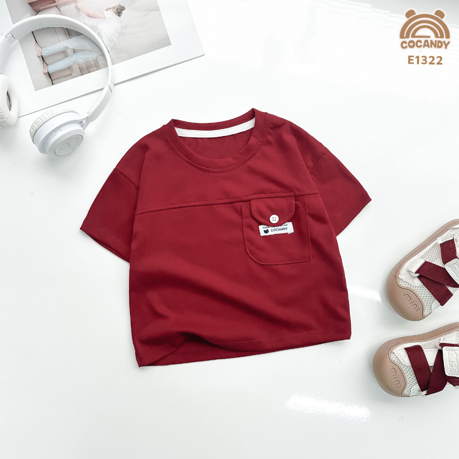 Áo cộc thun ĐỎ nắp túi ốp kẻ ngang_thumbnail_2