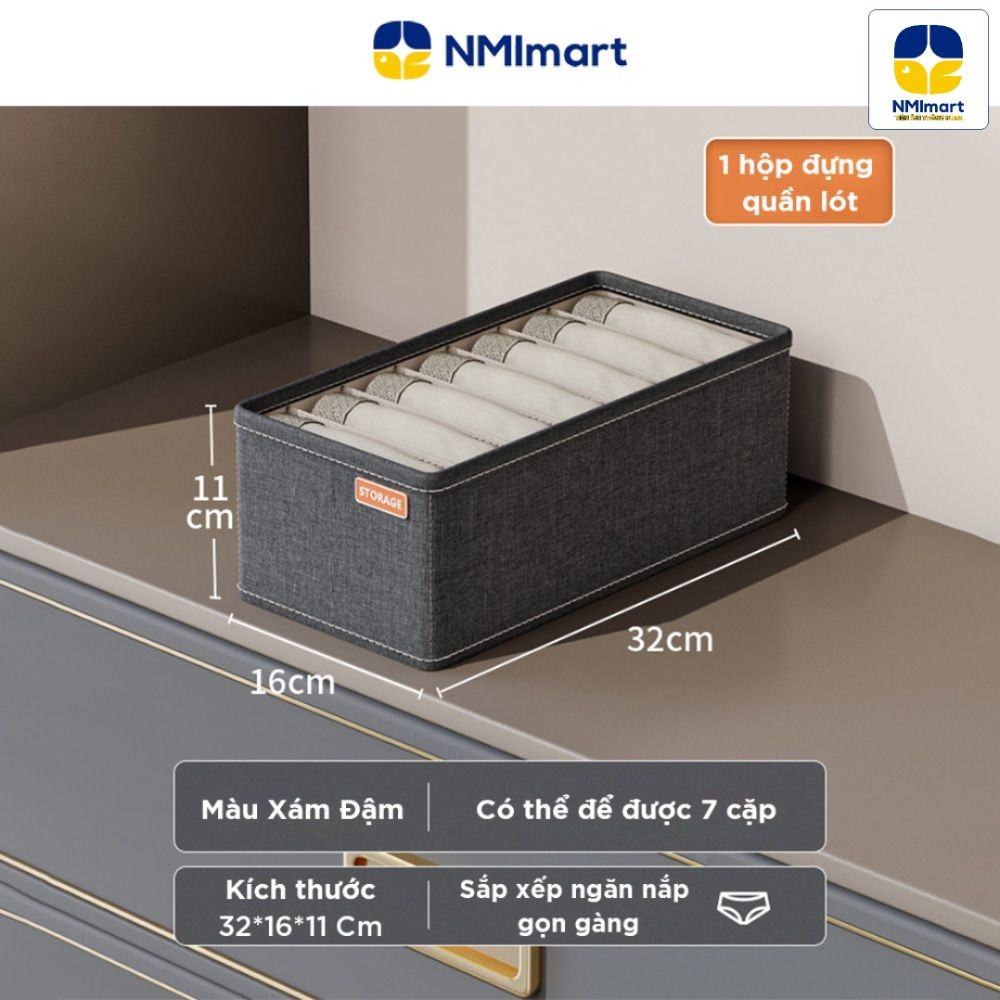 Hộp đựng quần áo NMIMART ĐỰNG đồ lót, tất vớ, cà vạt, thùng đựng chăn màn vải chống thấm tiết kiệm không gian_thumbnail_3