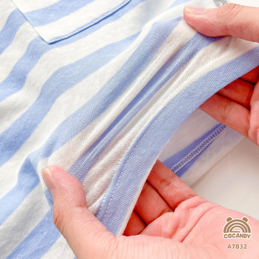 Áo cộc kẻ XANH DA TRỜI phối túi ngực_thumbnail_3