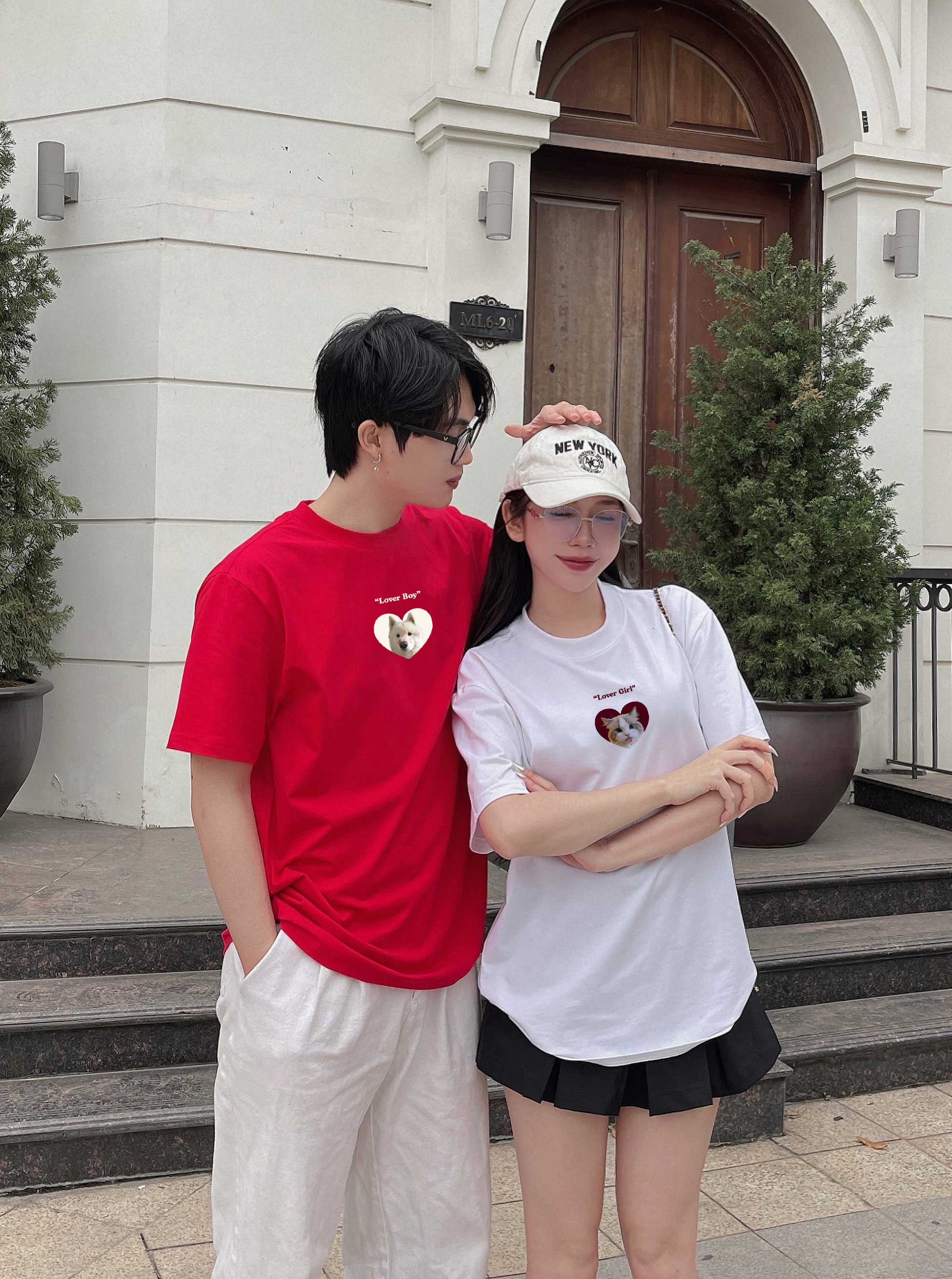 Áo thun cặp nam nữ LOVER form rộng 1956 Miucho cổ tròn vải 4c cotton 220gsm thoáng mát in mix_thumbnail_3