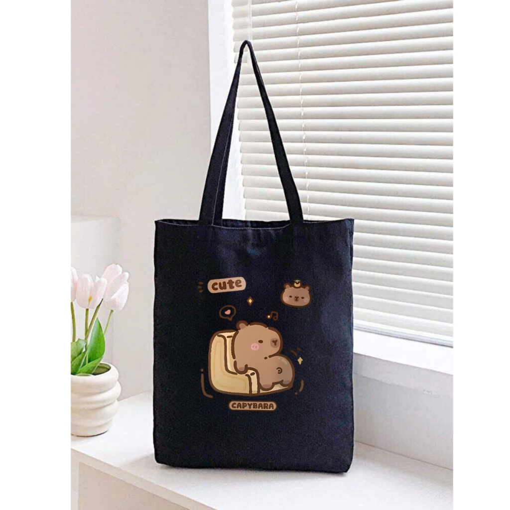 Túi Tote Capybara-Túi vải canvas có túi phụ và khoá kéo đựng vừa A4 và laptop (33x37cm) - TOTE02_thumbnail_6