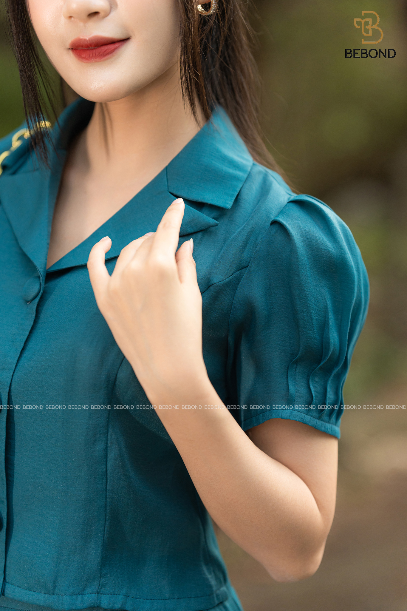 SET BỘ ÁO KÝ GIẢ CHÂN VÁY XÒE MÀU XANH LADONNA_thumbnail_3